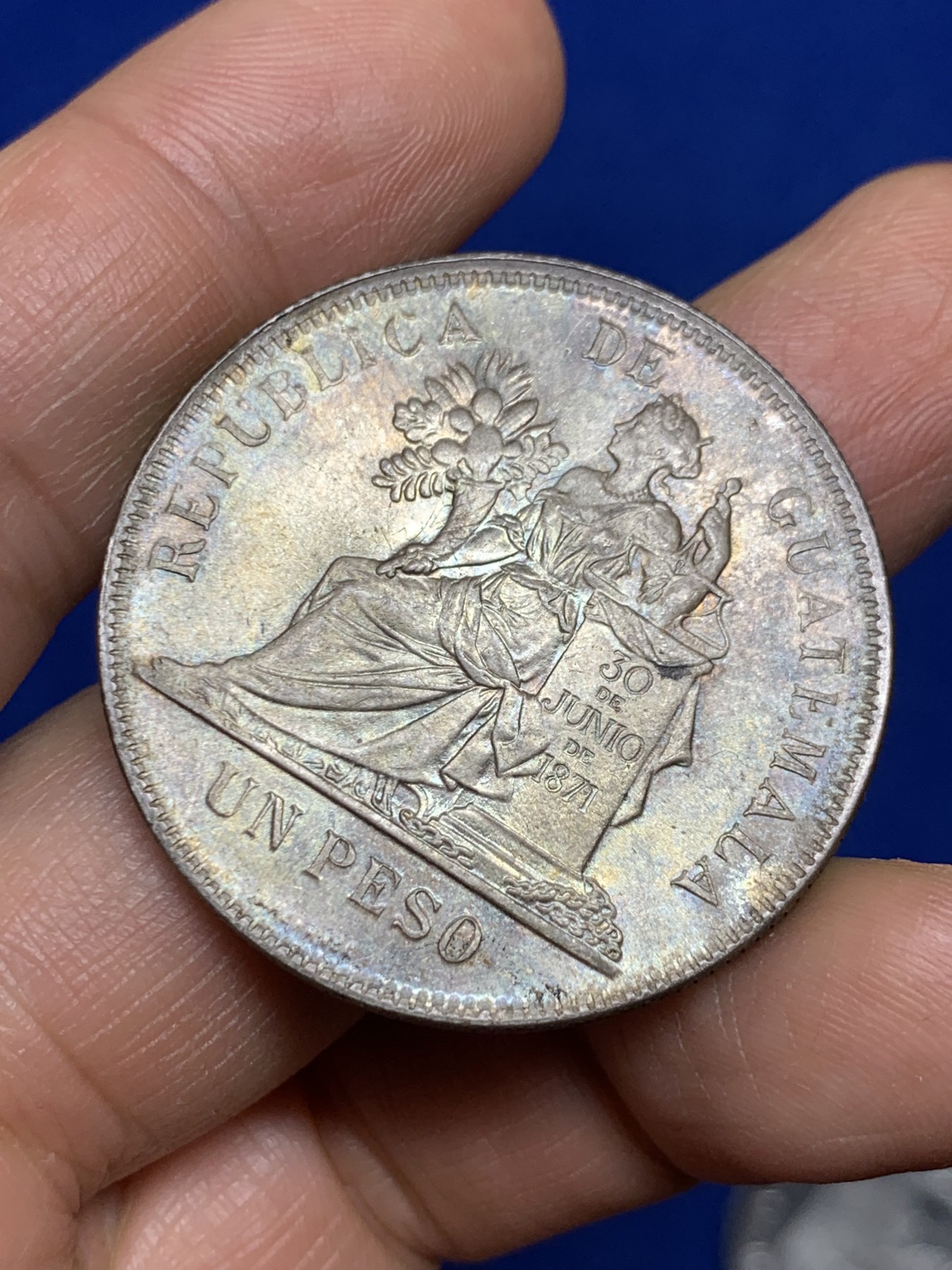 《竞宝斋》第235场-周日，周一，周二，周三 疯狂4连拍 (全场包邮) 危地马拉1896年1比索大银币 原光好品