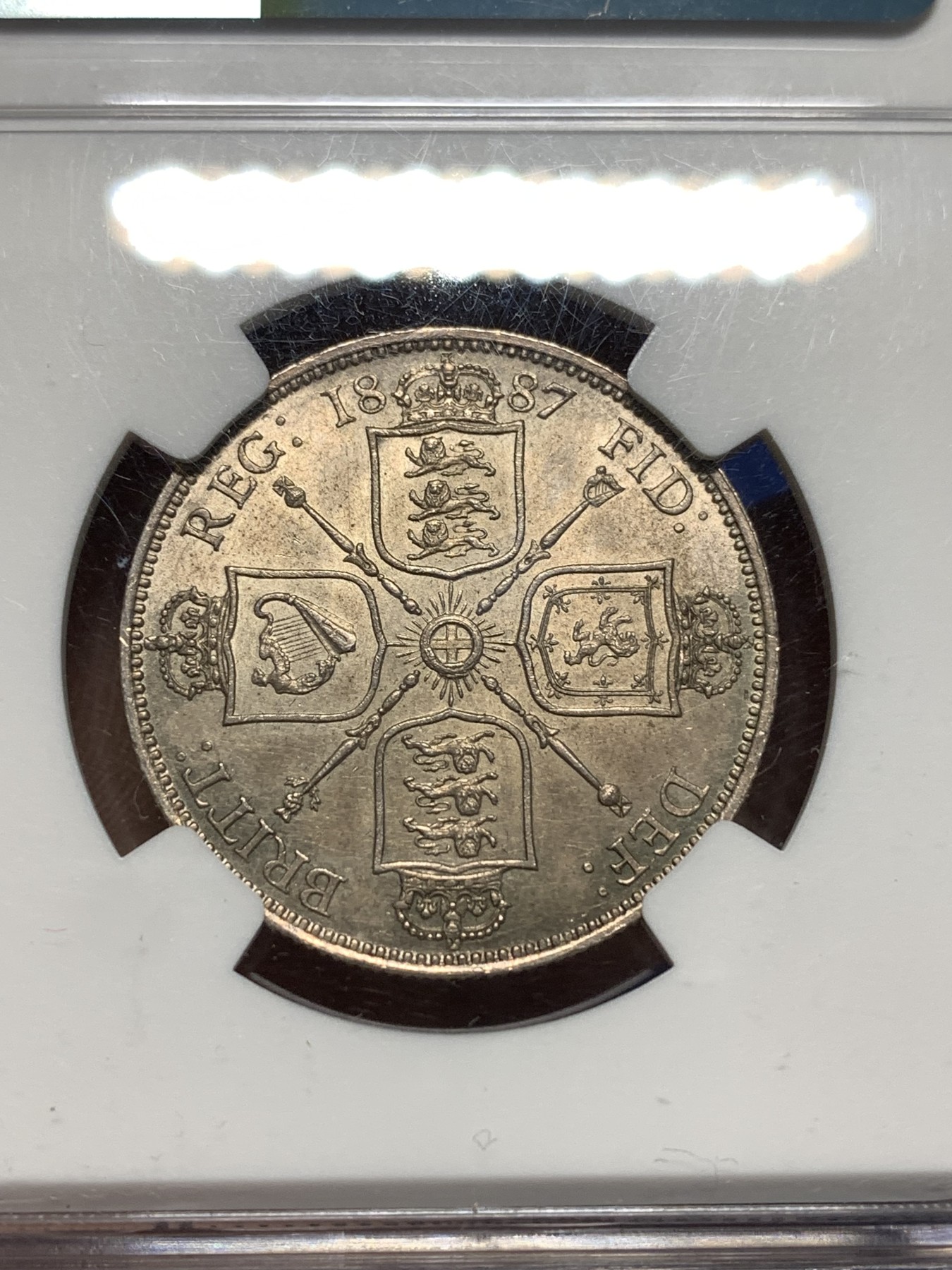 《竞宝斋》第235场-周日，周一，周二，周三 疯狂4连拍 (全场包邮) NGC UNC 英国1887维多利亚女王高冠一弗洛林 带原味 包浆 好品相 非常漂亮