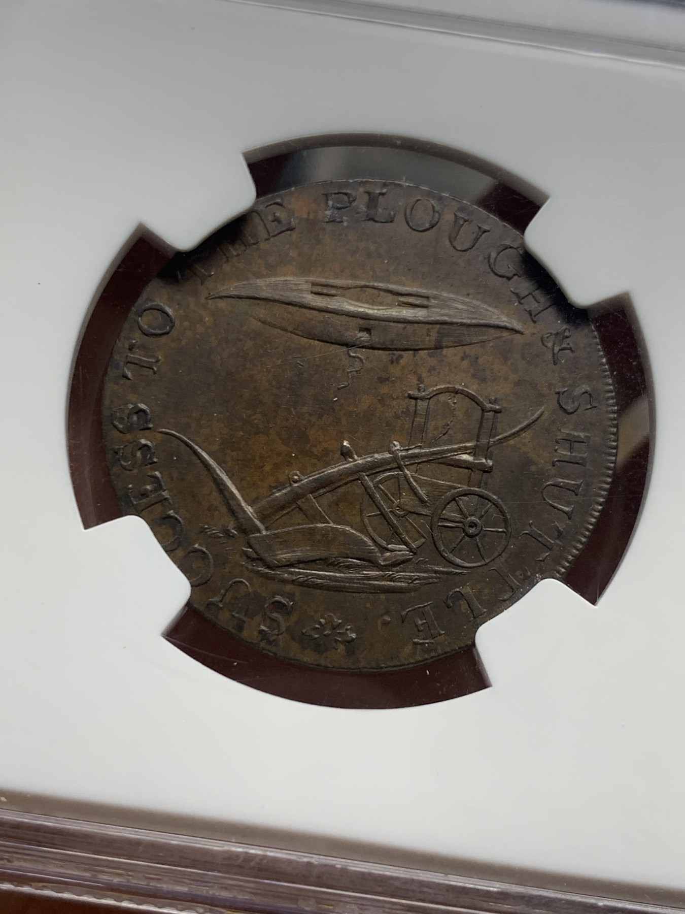 《竞宝斋》第235场-周日，周一，周二，周三 疯狂4连拍 (全场包邮) NGC-MS63 英国1794年诺福克郡1/2便士token 巧克力色包浆