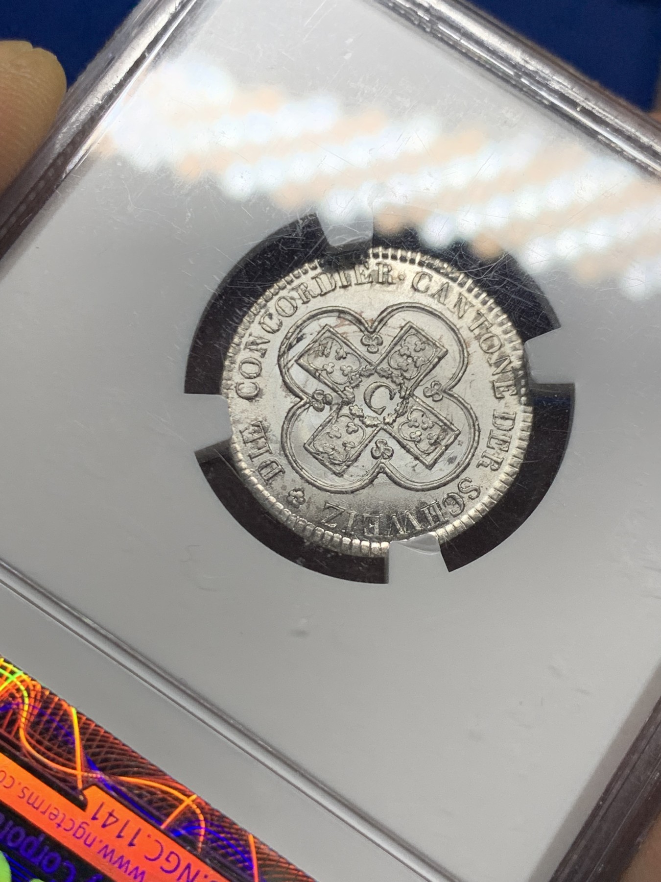 《竞宝斋》第235场-周日，周一，周二，周三 疯狂4连拍 (全场包邮) NGC-MS67 1826年瑞士伯尔尼2.5巴增 顶级高分，历经近200年依然银光闪闪，正面伯尔尼盾徽的小熊很可爱