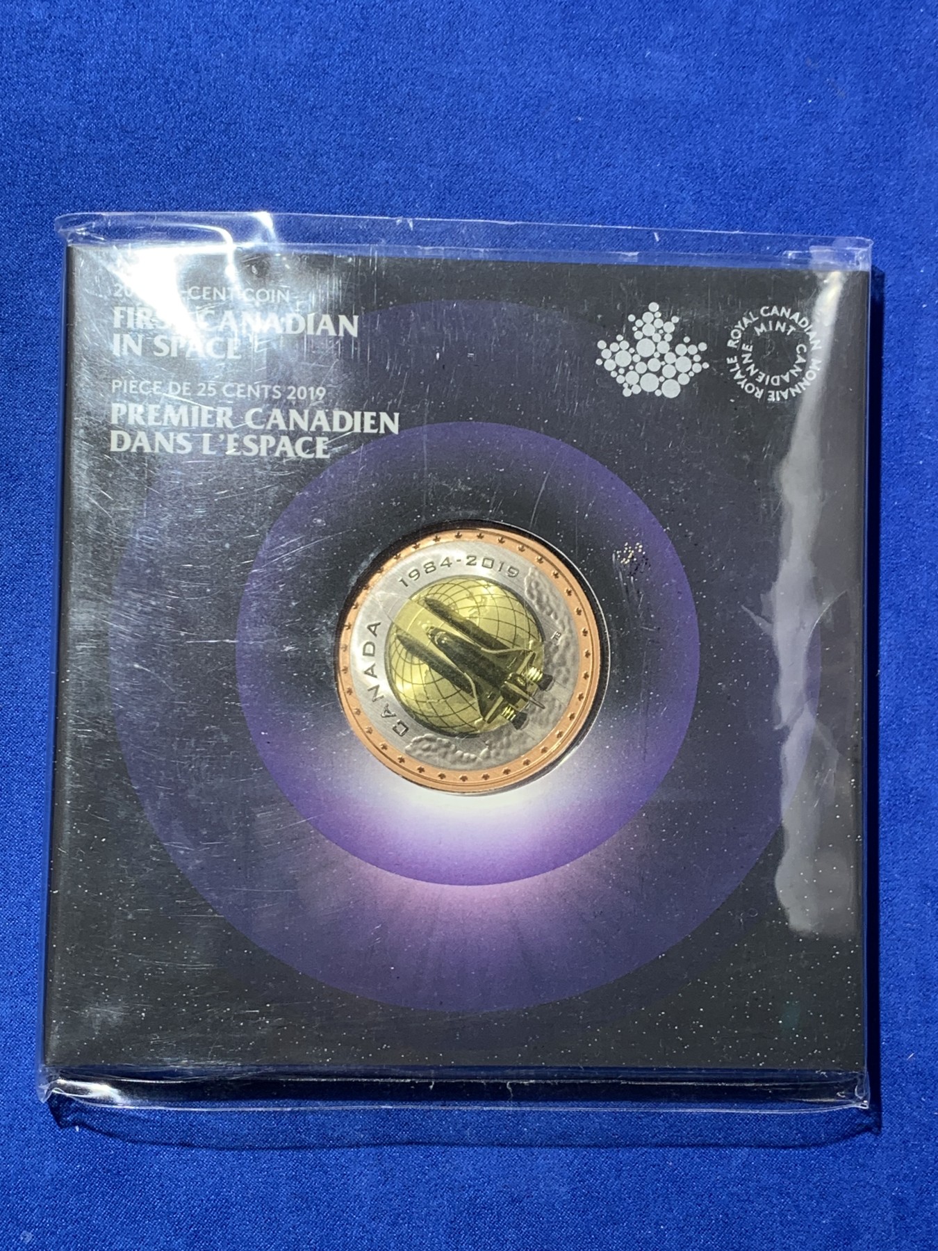 《竞宝斋》第235场-周日，周一，周二，周三 疯狂4连拍 (全场包邮) 加拿大 2019 25分三色金属纪念币 55MM大规格 纪念加拿大太空第一人。 Ebay普遍500多的成交价