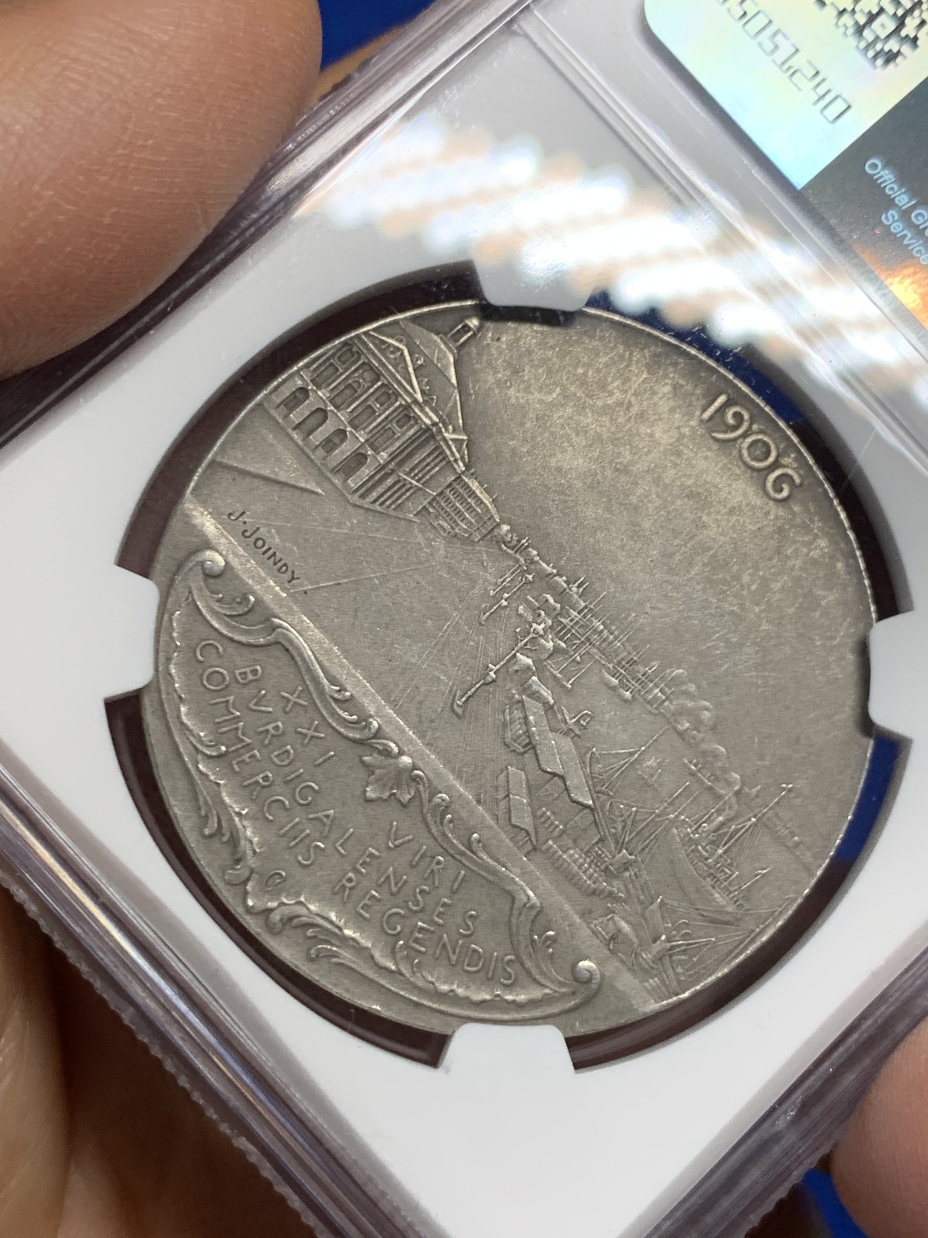 《竞宝斋》第237场- 周日，周一，周二，周日 疯狂4连拍 (全场包邮) NGC-MS63 法国银质代币，波尔多商会