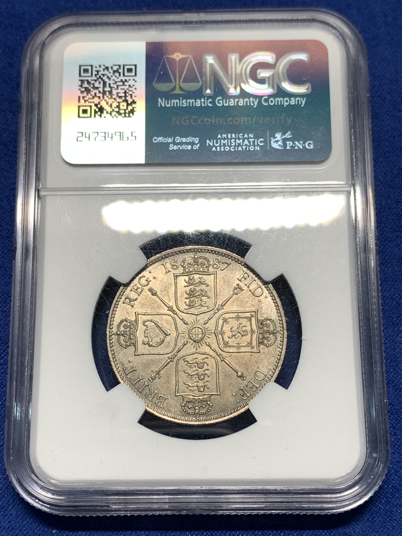 《竞宝斋》第235场-周日，周一，周二，周三 疯狂4连拍 (全场包邮) NGC UNC 英国1887维多利亚女王高冠一弗洛林 带原味 包浆 好品相 非常漂亮
