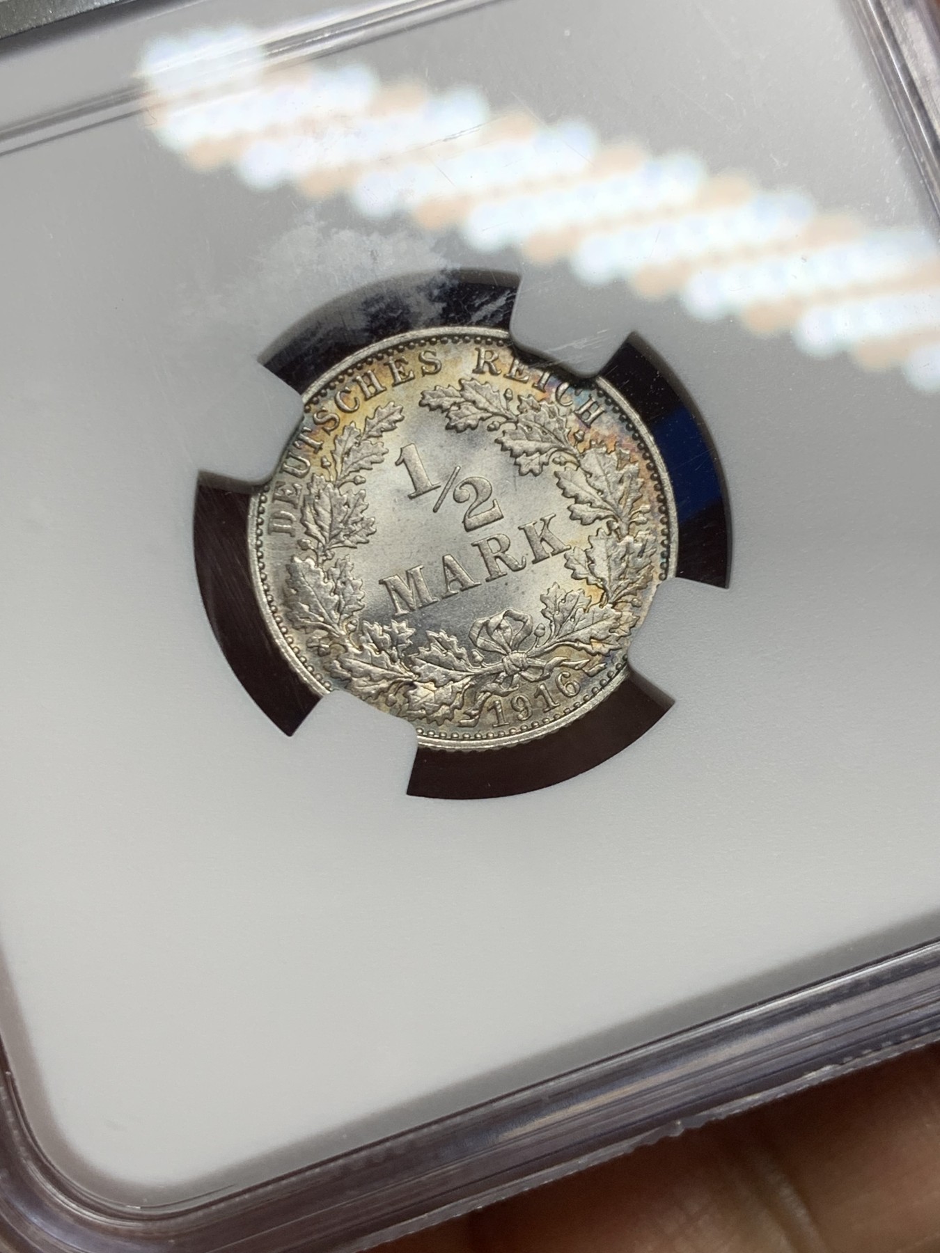 《竞宝斋》第235场-周日，周一，周二，周三 疯狂4连拍 (全场包邮) NGC MS66 德国1916年长翅1/2马克 高分彩光