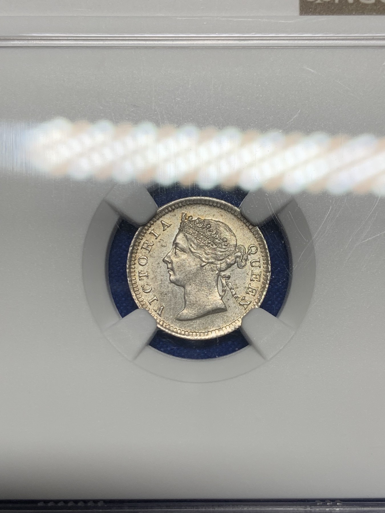 《竞宝斋》第235场-周日，周一，周二，周三 疯狂4连拍 (全场包邮) NGC-MS63 香港 1901年 5仙 银币 原光BU