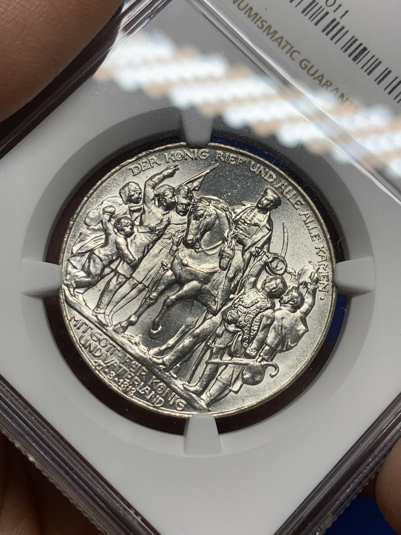 《竞宝斋》第235场-周日，周一，周二，周三 疯狂4连拍 (全场包邮) NGC-MS63 德国 普鲁士 1913年 普法战争胜利3马克银币