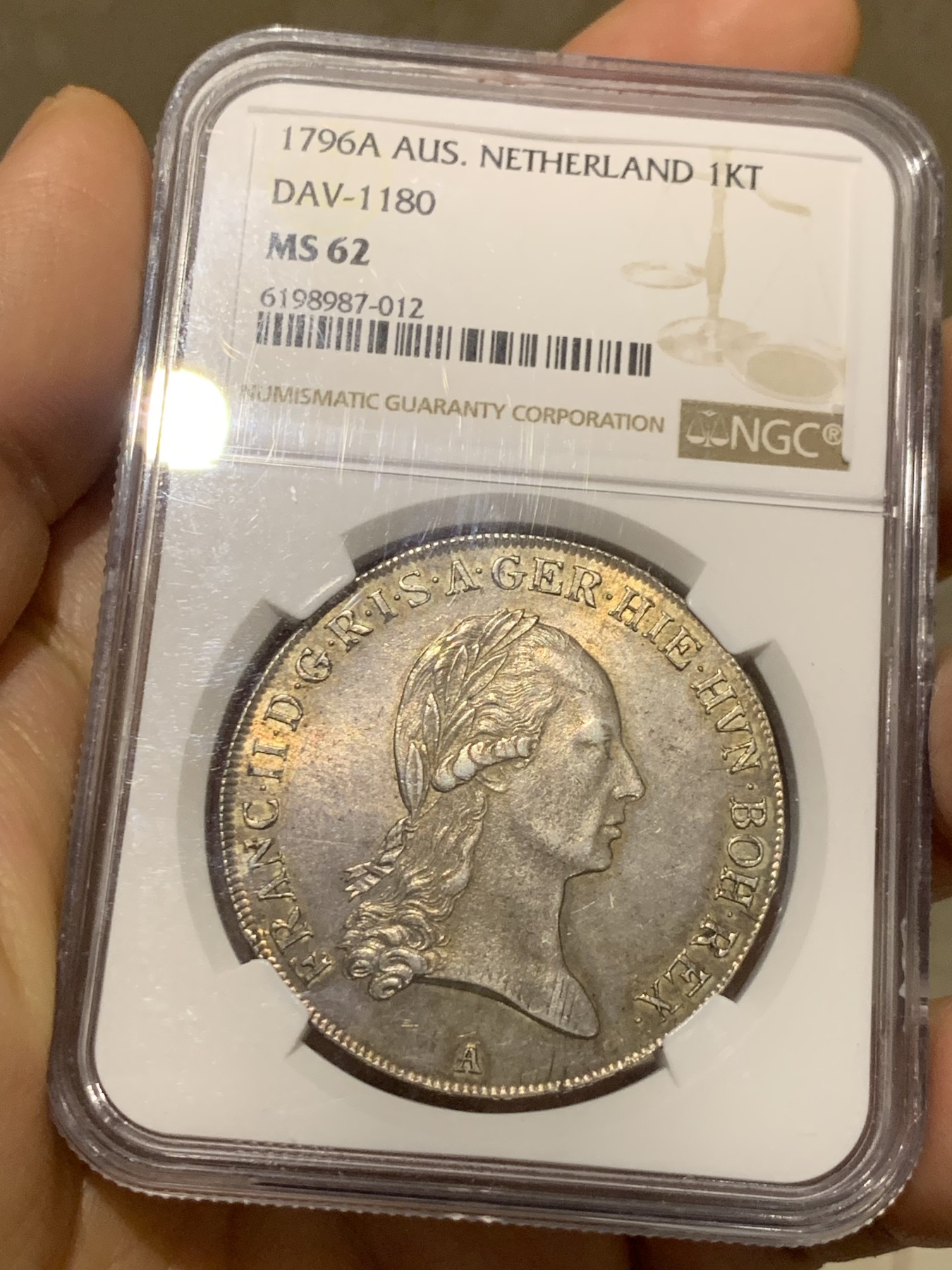《竞宝斋》第235场-周日，周一，周二，周三 疯狂4连拍 (全场包邮) NGC MS62 神圣罗马帝国1796末代皇帝弗朗茨二世尼德兰大泰勒。A厂维也纳铸造，打制的非常好的一颗。包浆光泽一流，62分中的佼佼者。63的前几天美国拍了1.1w多人民币