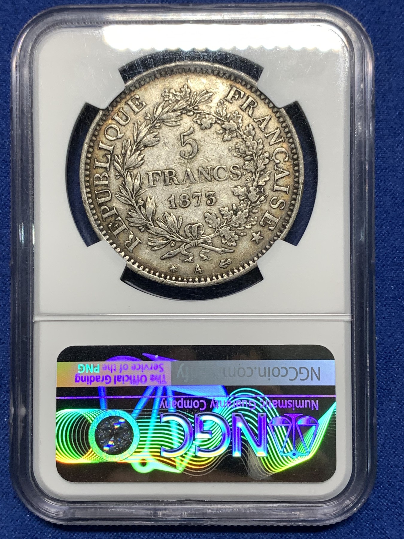 《竞宝斋》第235场-周日，周一，周二，周三 疯狂4连拍 (全场包邮) NGC XF45 法国1873大力神5法郎银币