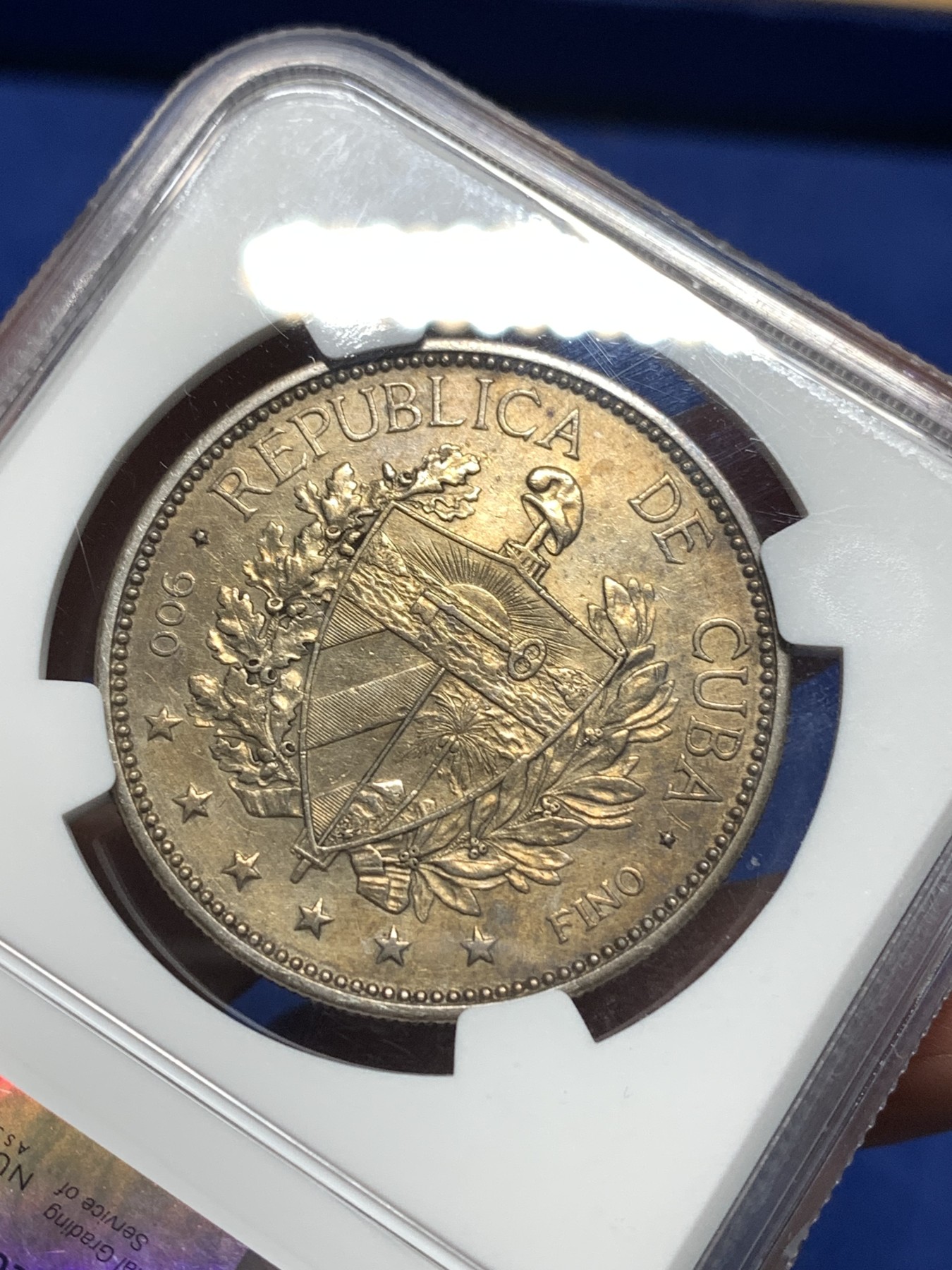 《竞宝斋》第235场-周日，周一，周二，周三 疯狂4连拍 (全场包邮) NGC-AU Details  古巴名誉名自由女神 1897年 1比索银币 星下位。