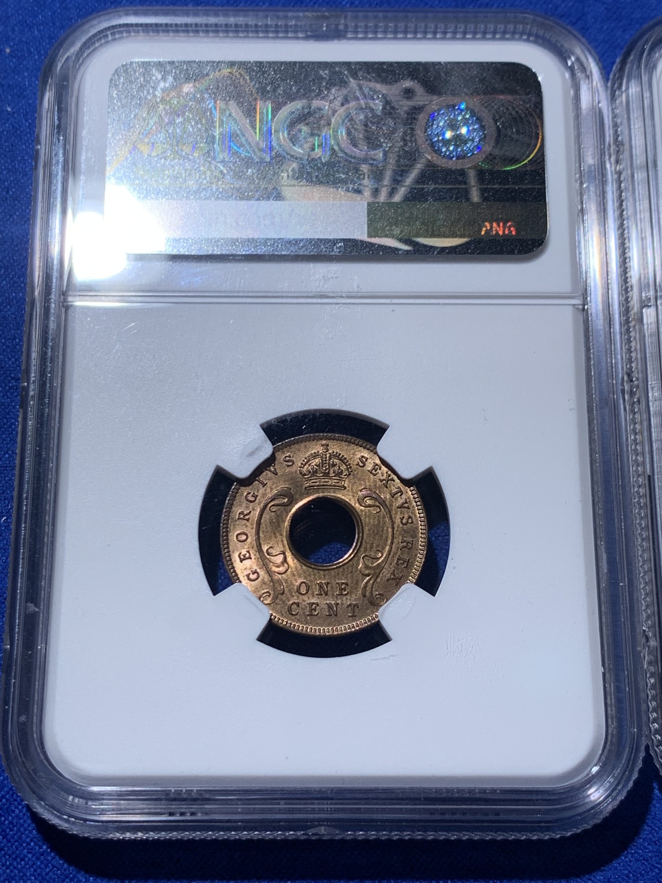 《竞宝斋》第235场-周日，周一，周二，周三 疯狂4连拍 (全场包邮) 3枚一组 NGC  MS63RB 1952年英属东非1、5、10分铜币 清版三枚套 品相都不错