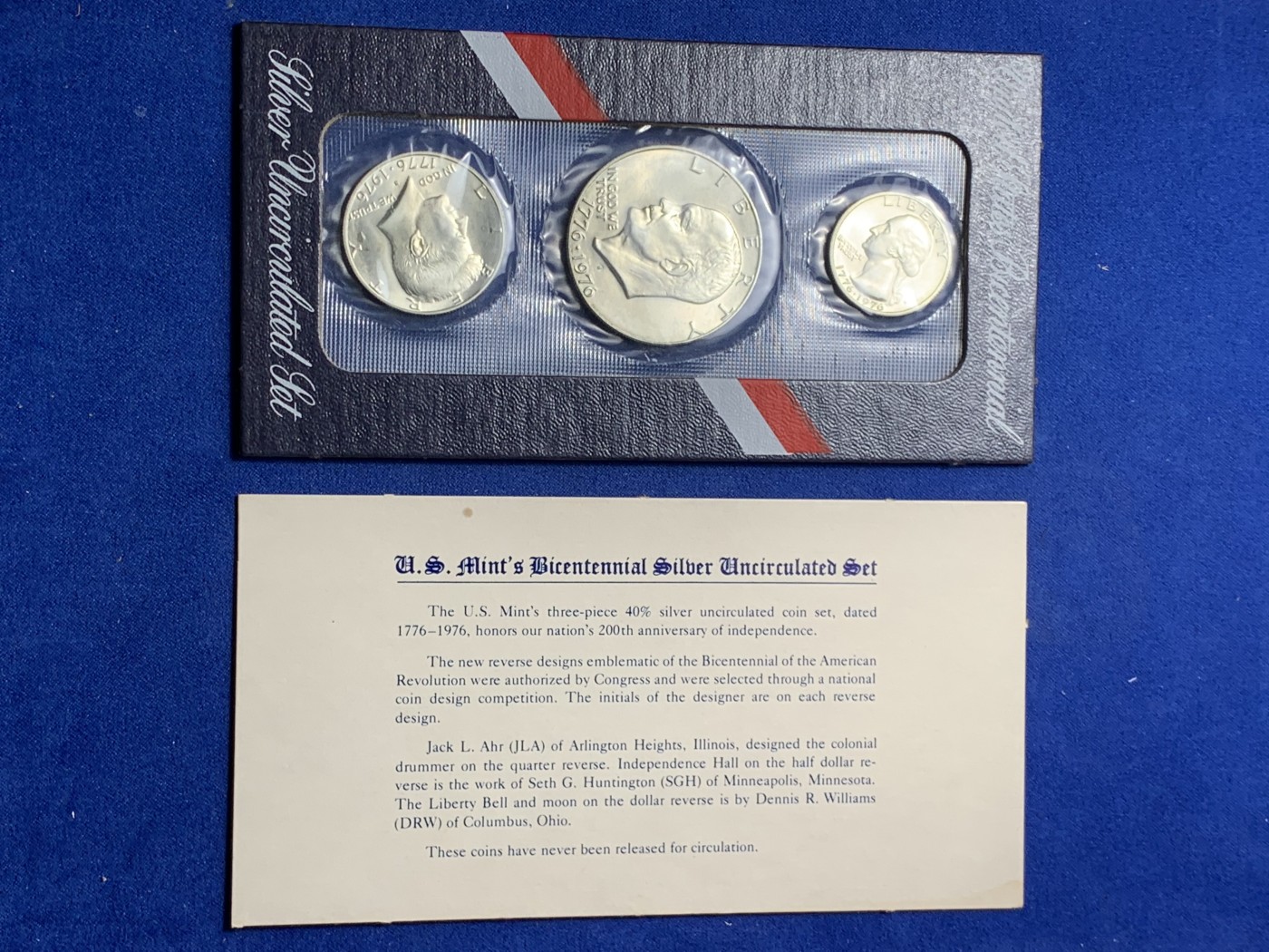 《竞宝斋》第235场-周日，周一，周二，周三 疯狂4连拍 (全场包邮) 美国1976年独立200周年纪念银币三枚套