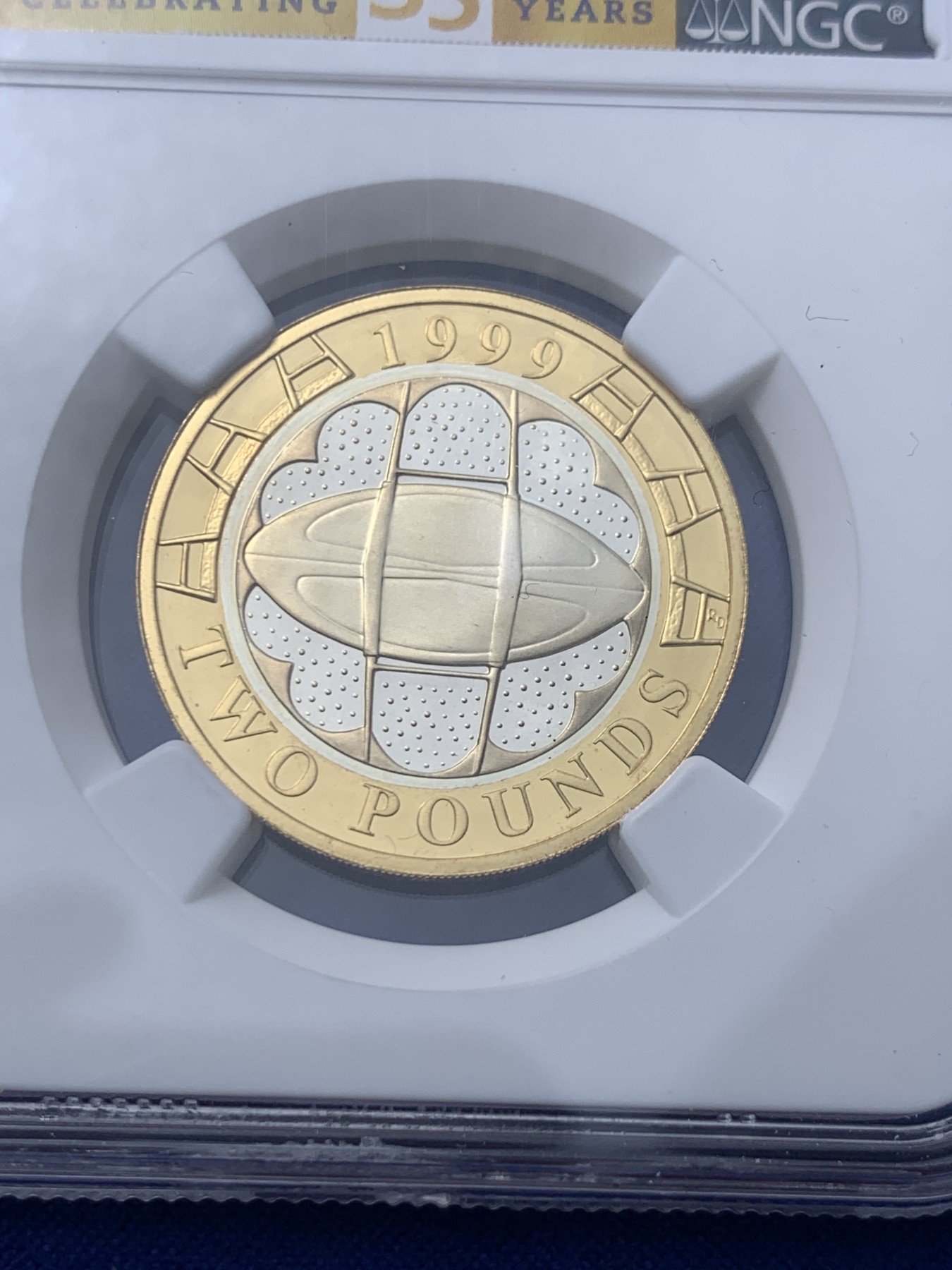 《竞宝斋》第235场-周日，周一，周二，周三 疯狂4连拍 (全场包邮) NGC-PF67UC 英国1999年橄榄球世界杯双色纪念银币