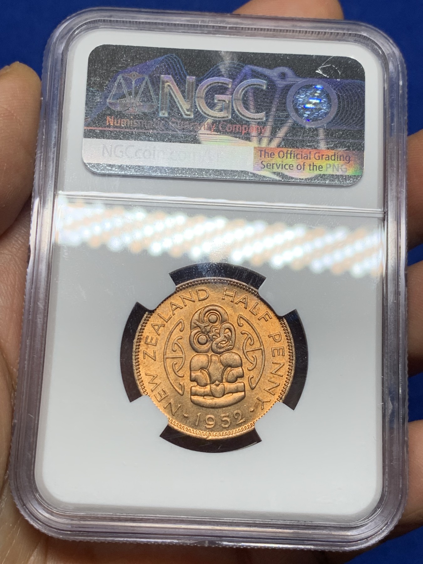 《竞宝斋》第235场-周日，周一，周二，周三 疯狂4连拍 (全场包邮) NGC MS65RD 新西兰1952年乔治六世皇帝统治最后一年，原铜光RD品质