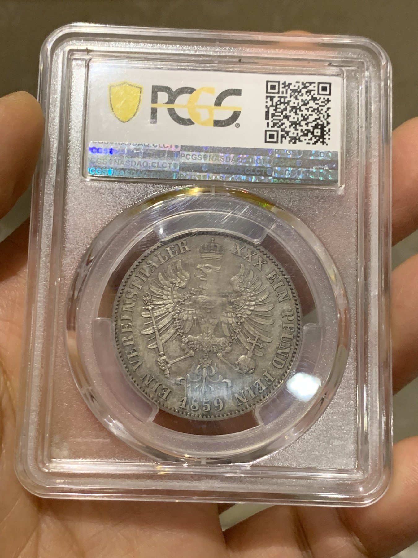 《竞宝斋》第235场-周日，周一，周二，周三 疯狂4连拍 (全场包邮) PCGS-MS65  德国 1859年 1泰勒 洋葱头泰勒 银币