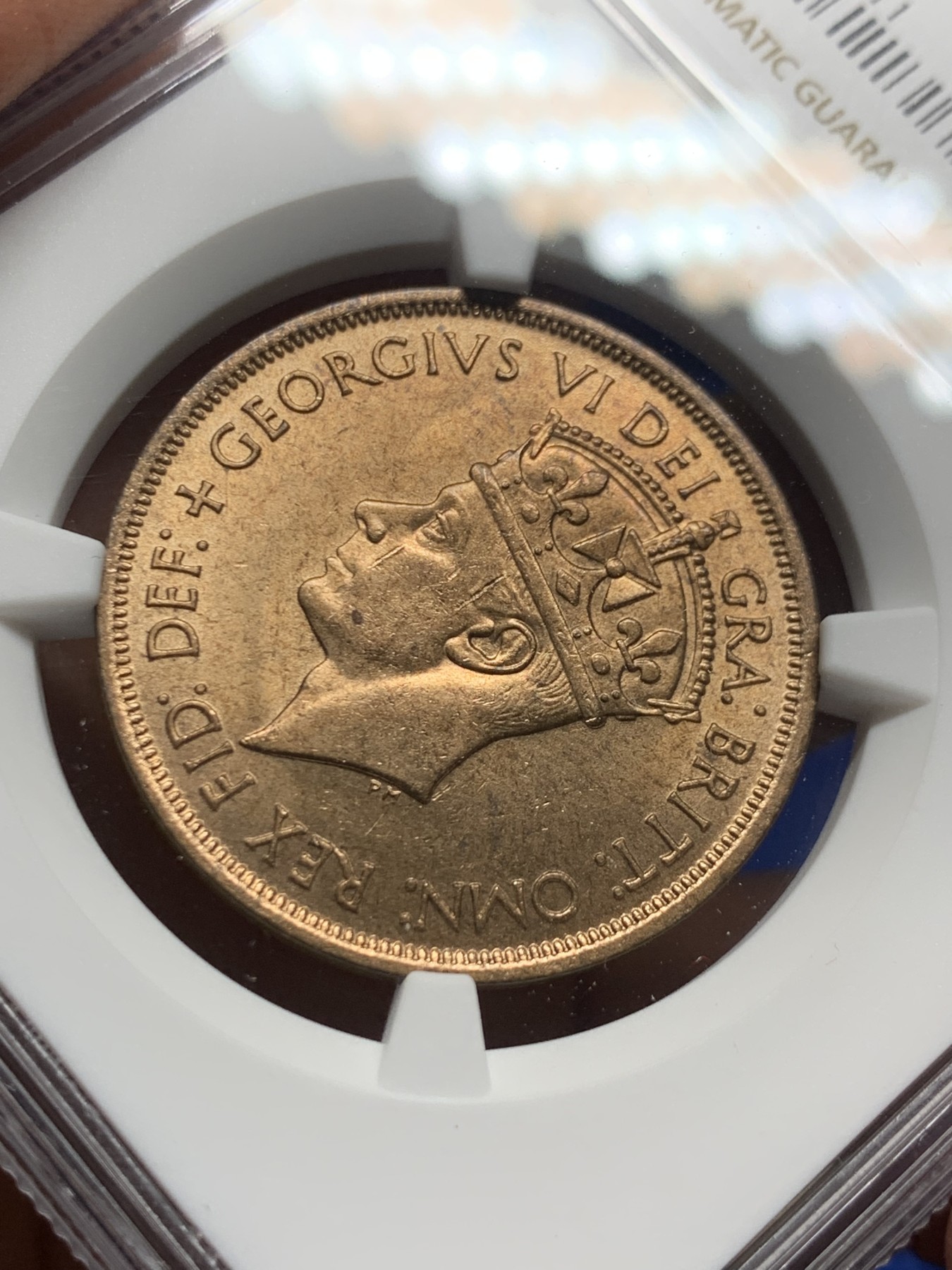 《竞宝斋》第235场-周日，周一，周二，周三 疯狂4连拍 (全场包邮) NGC  MS64RB 1945年英属泽西岛乔六1/12先令纪念铜币