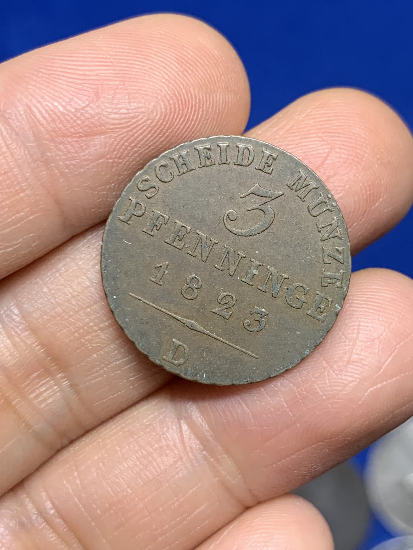 《竞宝斋》第235场-周日，周一，周二，周三 疯狂4连拍 (全场包邮) 1823年德国普鲁士3便士铜币