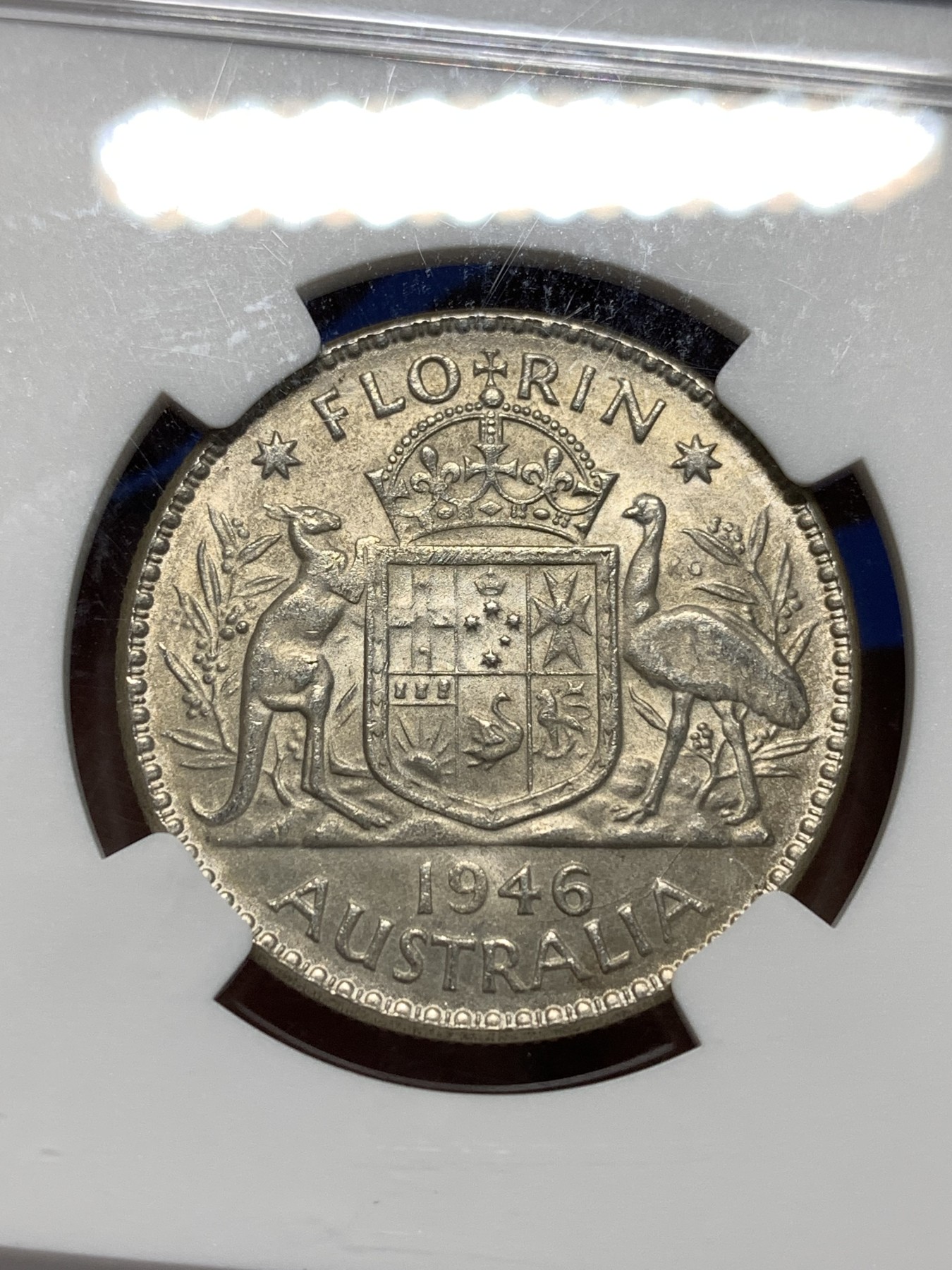 《竞宝斋》第235场-周日，周一，周二，周三 疯狂4连拍 (全场包邮) NGC  MS64   1946年英属澳大利亚2先令银币