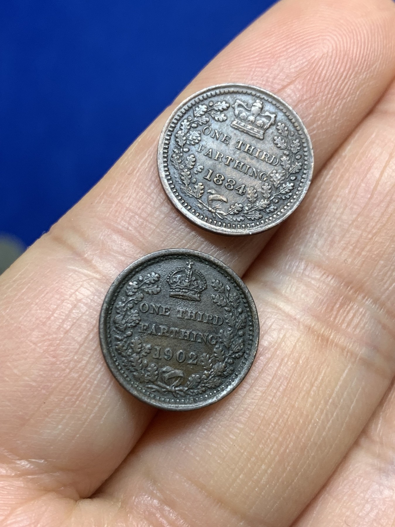 《竞宝斋》第235场-周日，周一，周二，周三 疯狂4连拍 (全场包邮) 两枚一组 1902年英国爱德华七世1/3法新+1884年英国维多利亚1/3法新