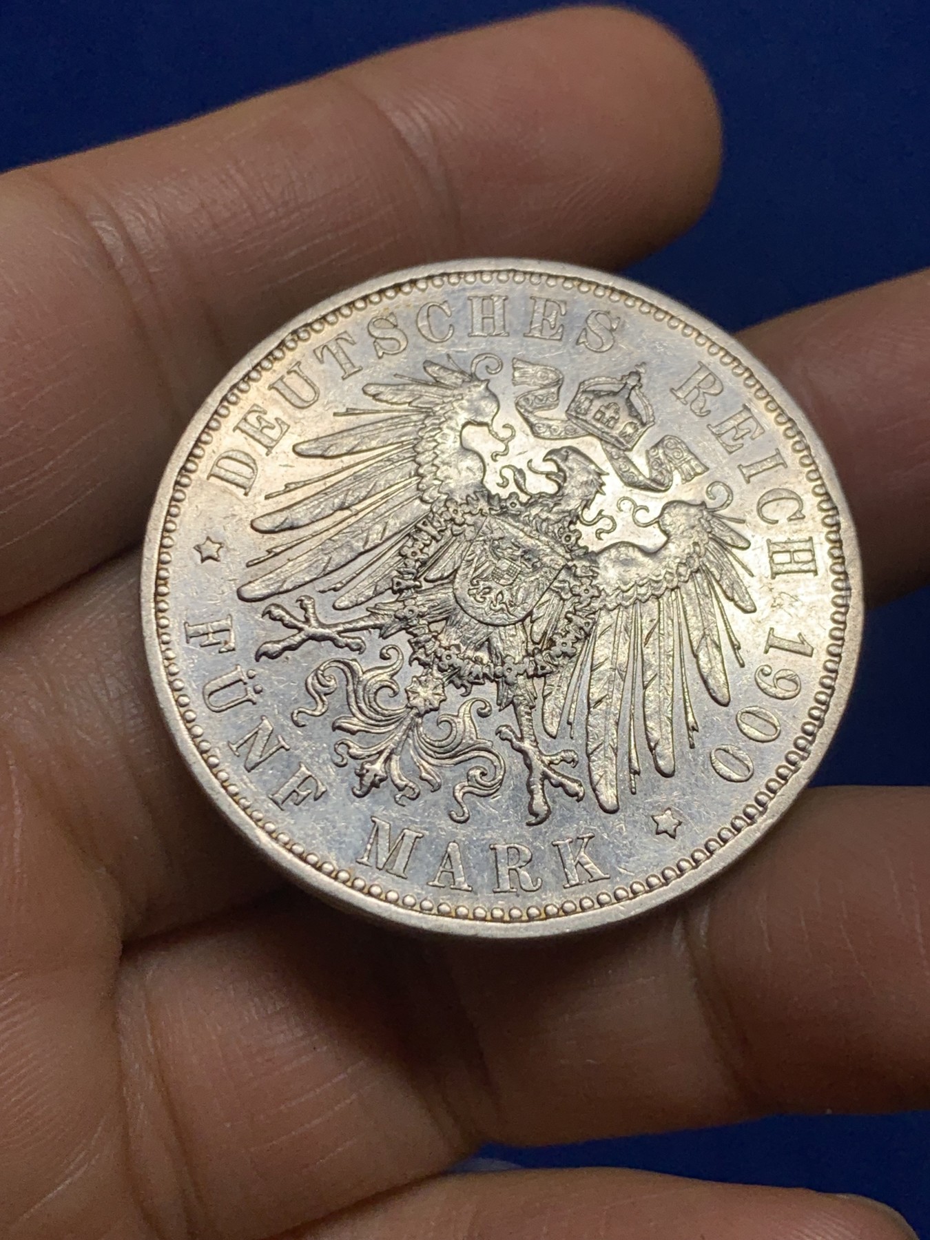 《竞宝斋》第235场-周日，周一，周二，周三 疯狂4连拍 (全场包邮) 1900年德国萨克森阿尔伯特5马克银币