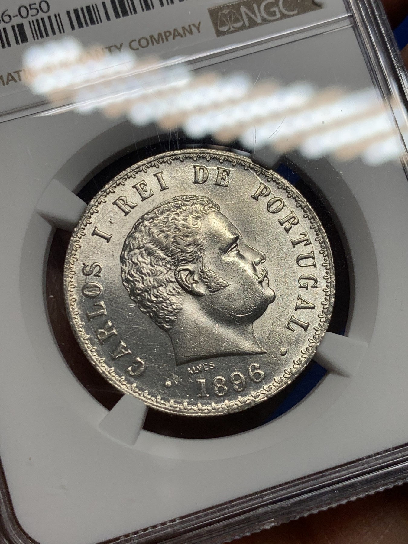 《竞宝斋》第235场-周日，周一，周二，周三 疯狂4连拍 (全场包邮) NGC MS62 葡萄牙1896年卡洛斯一世500瑞斯银币