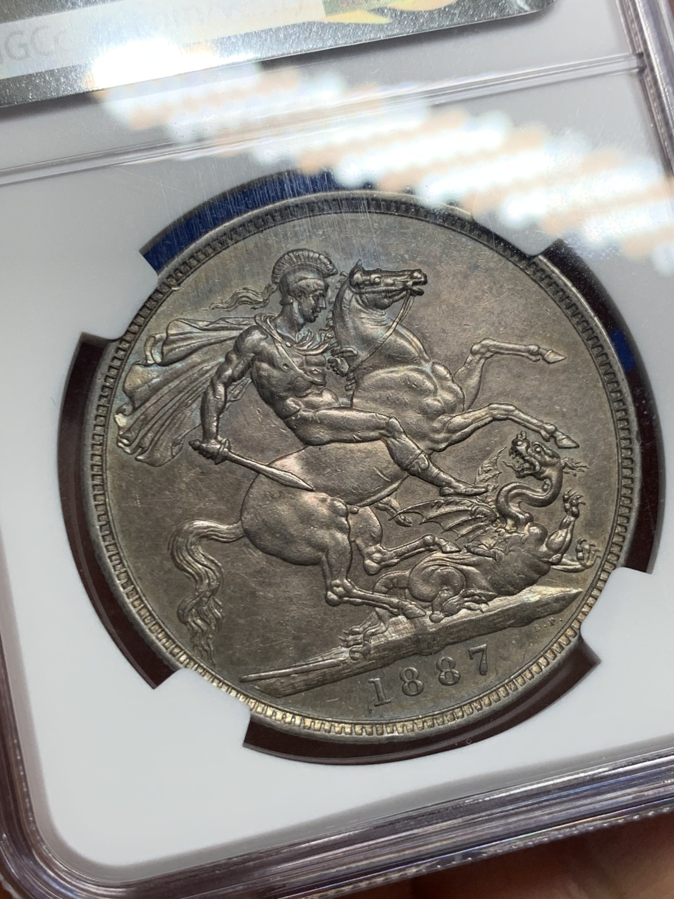 《竞宝斋》第235场-周日，周一，周二，周三 疯狂4连拍 (全场包邮) NGC-AU58   英国 1887年 1克朗 维多利亚马剑 银币