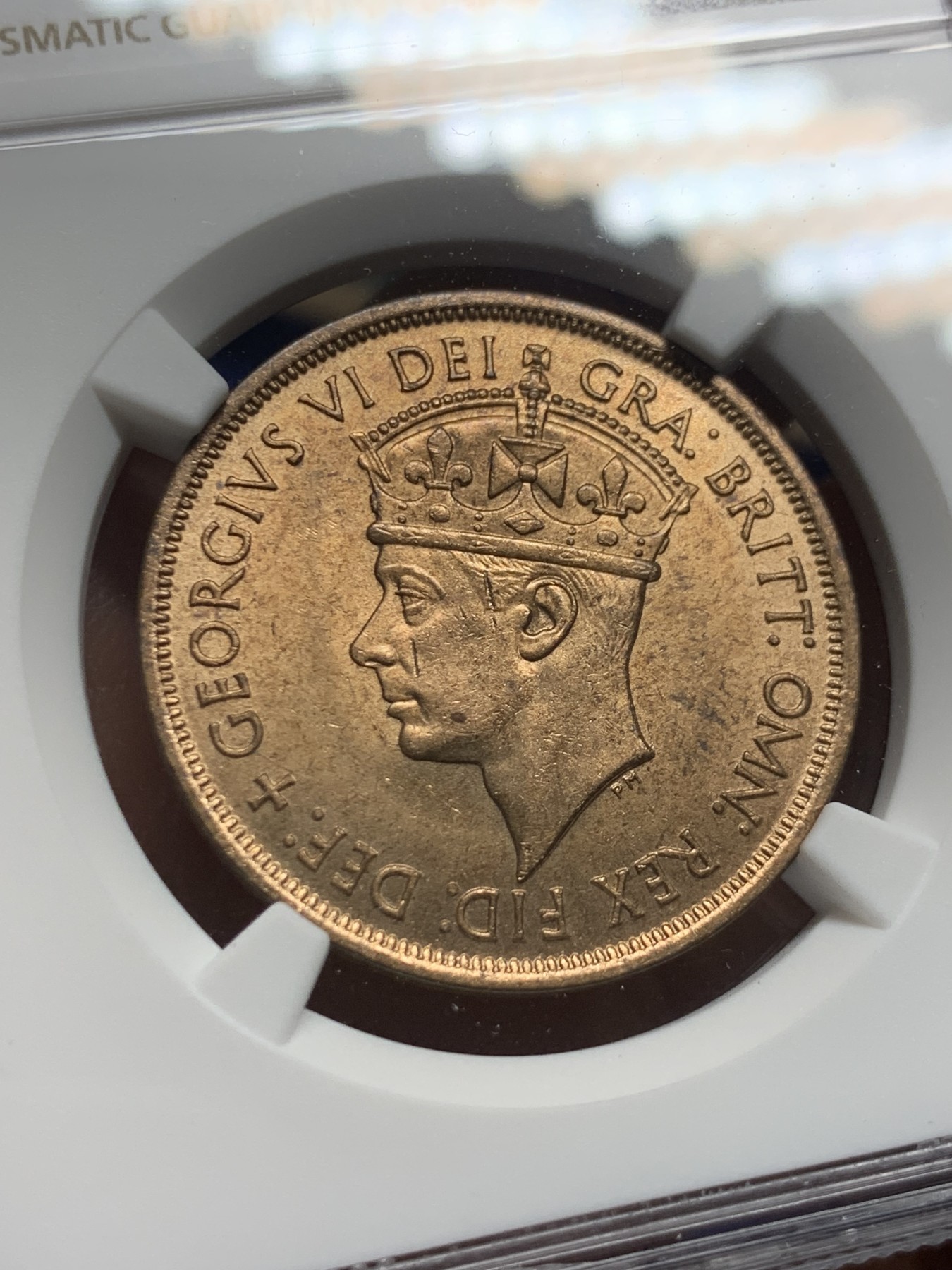 《竞宝斋》第235场-周日，周一，周二，周三 疯狂4连拍 (全场包邮) NGC  MS64RB 1945年英属泽西岛乔六1/12先令纪念铜币