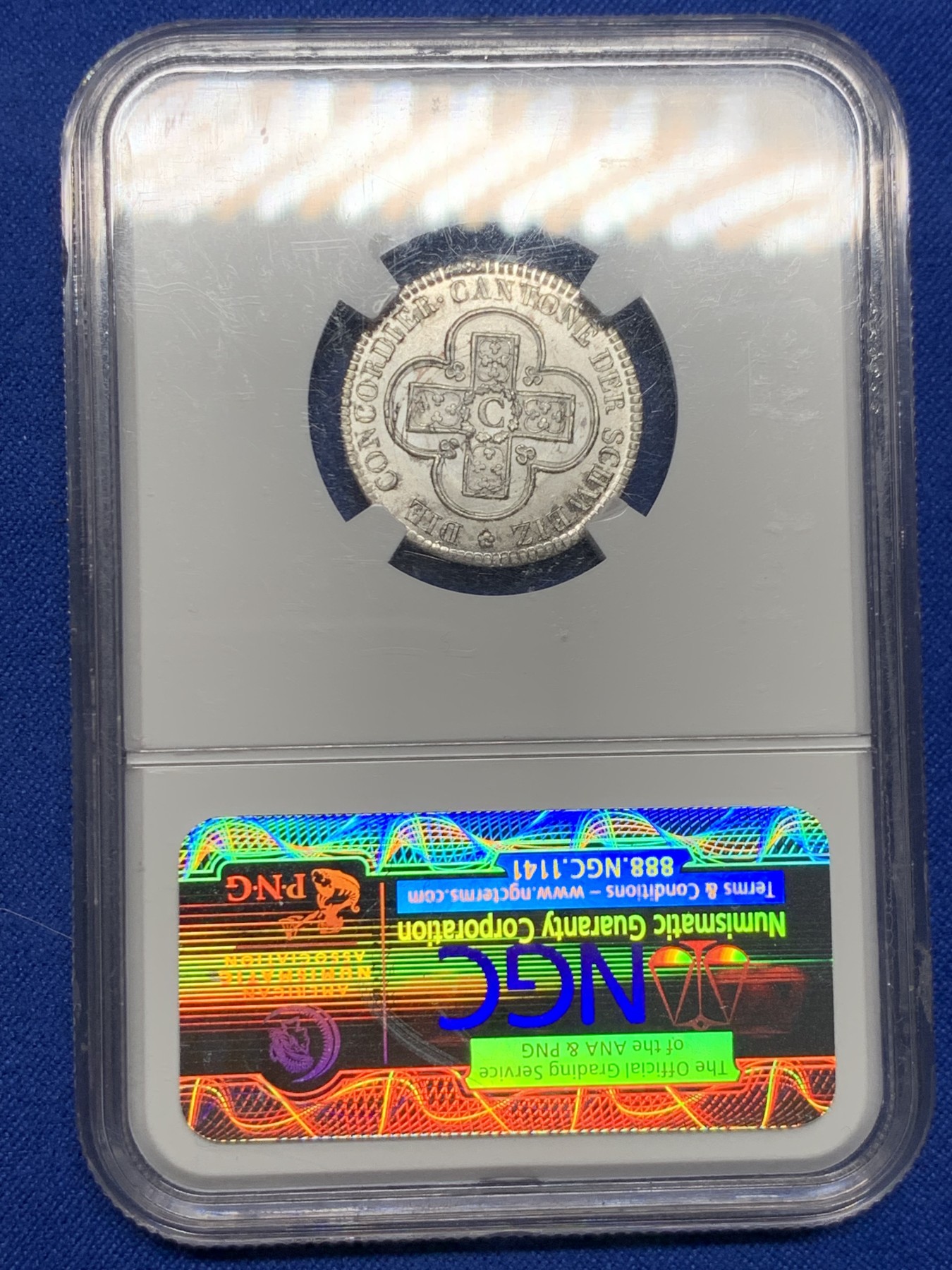 《竞宝斋》第235场-周日，周一，周二，周三 疯狂4连拍 (全场包邮) NGC-MS67 1826年瑞士伯尔尼2.5巴增 顶级高分，历经近200年依然银光闪闪，正面伯尔尼盾徽的小熊很可爱