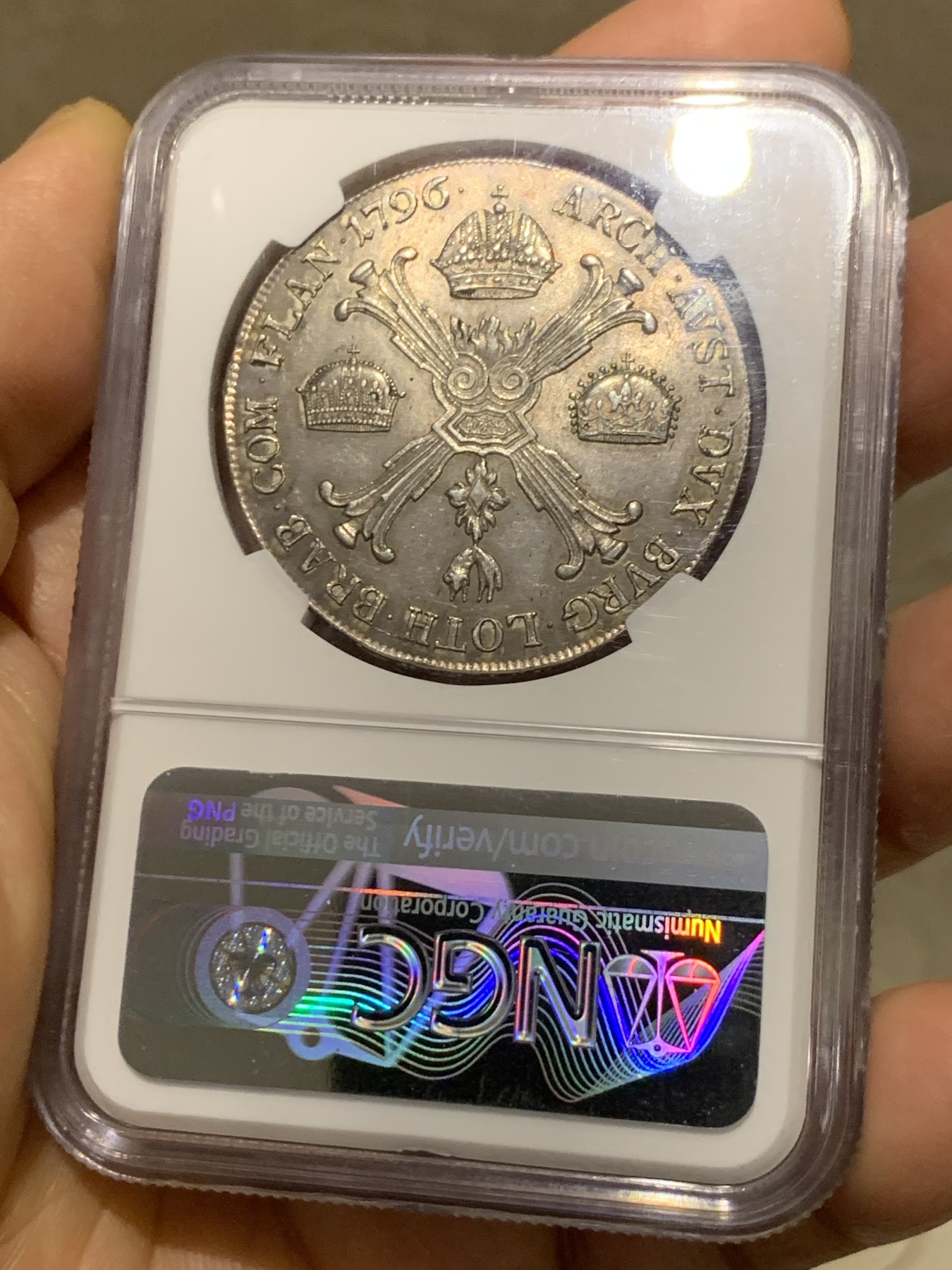 《竞宝斋》第235场-周日，周一，周二，周三 疯狂4连拍 (全场包邮) NGC MS62 神圣罗马帝国1796末代皇帝弗朗茨二世尼德兰大泰勒。A厂维也纳铸造，打制的非常好的一颗。包浆光泽一流，62分中的佼佼者。63的前几天美国拍了1.1w多人民币