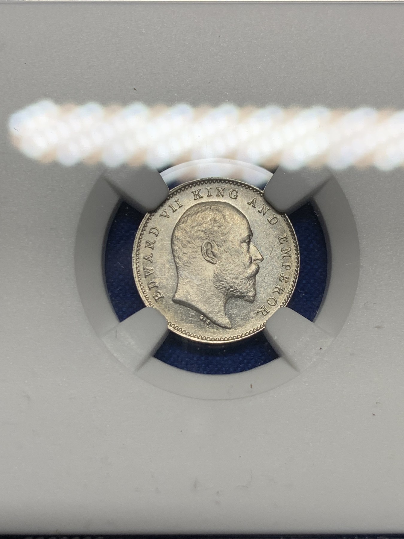 《竞宝斋》第235场-周日，周一，周二，周三 疯狂4连拍 (全场包邮) NGC MS62 1906年C版 英属印度 爱七 2安娜 银币 原卷拆评级