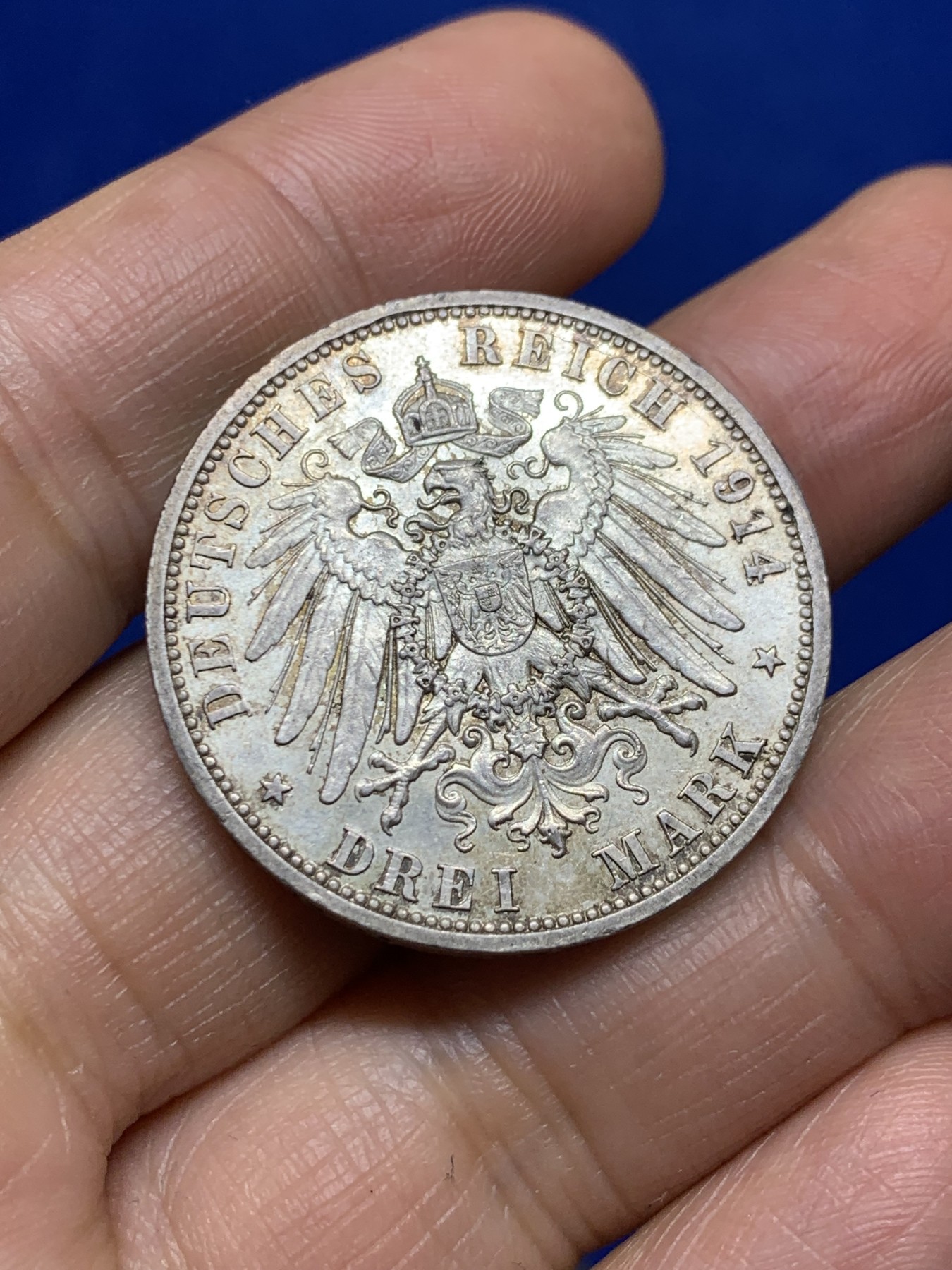 《竞宝斋》第235场-周日，周一，周二，周三 疯狂4连拍 (全场包邮) 1914年德国普鲁士威廉二世戎装3马克银币