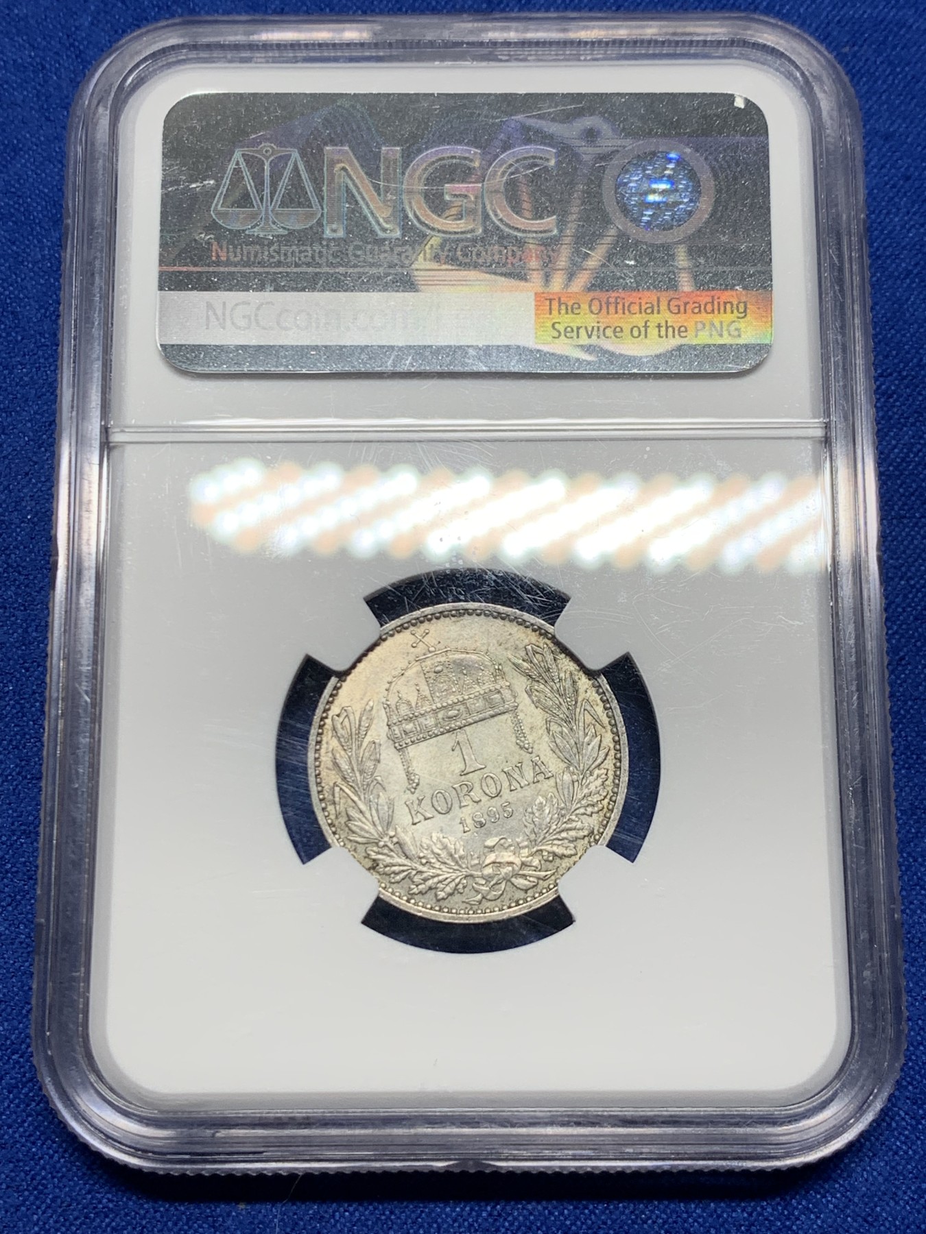 《竞宝斋》第235场-周日，周一，周二，周三 疯狂4连拍 (全场包邮) NGC-MS64 奥匈帝国 1895年 匈牙利1科罗娜银币，18XX年的非常少见