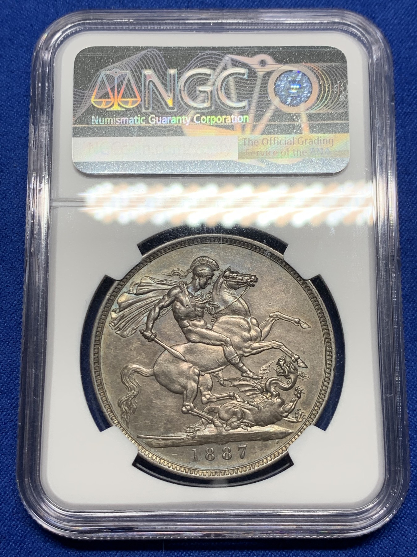 《竞宝斋》第235场-周日，周一，周二，周三 疯狂4连拍 (全场包邮) NGC-AU58   英国 1887年 1克朗 维多利亚马剑 银币