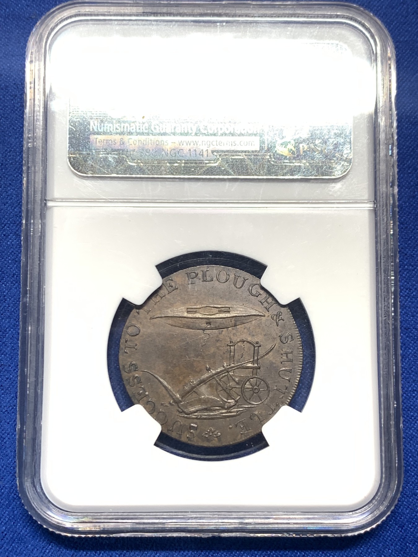 《竞宝斋》第235场-周日，周一，周二，周三 疯狂4连拍 (全场包邮) NGC-MS63 英国1794年诺福克郡1/2便士token 巧克力色包浆