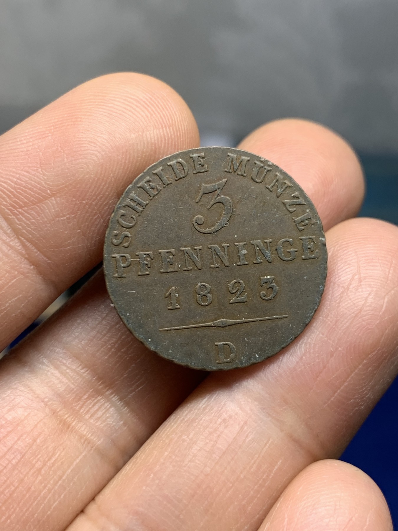 《竞宝斋》第235场-周日，周一，周二，周三 疯狂4连拍 (全场包邮) 1823年德国普鲁士3便士铜币