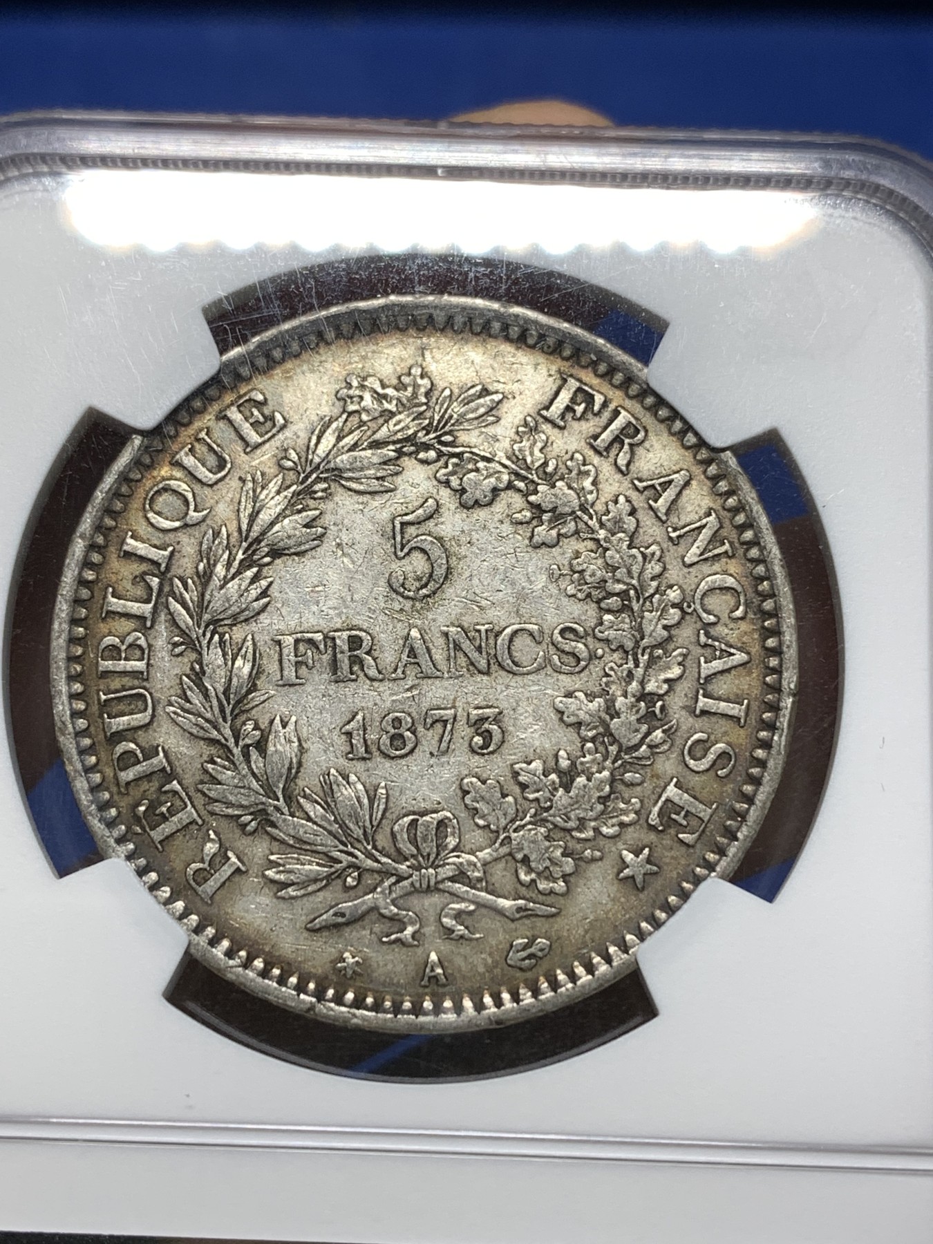 《竞宝斋》第235场-周日，周一，周二，周三 疯狂4连拍 (全场包邮) NGC XF45 法国1873大力神5法郎银币