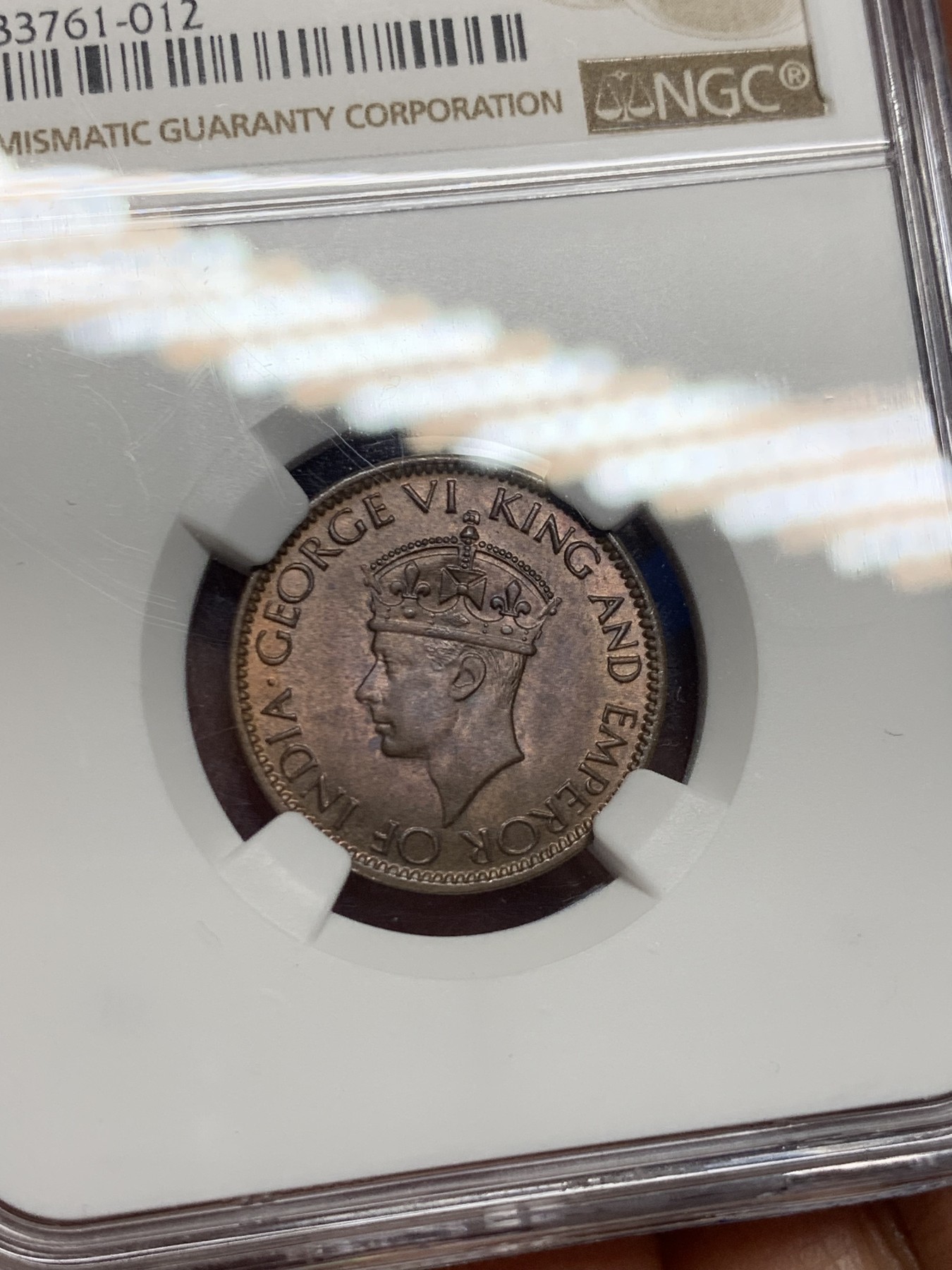 《竞宝斋》第235场-周日，周一，周二，周三 疯狂4连拍 (全场包邮) NGC  MS65RB 1945年英属锡兰1分铜币  亚军分，更高分还有一枚66