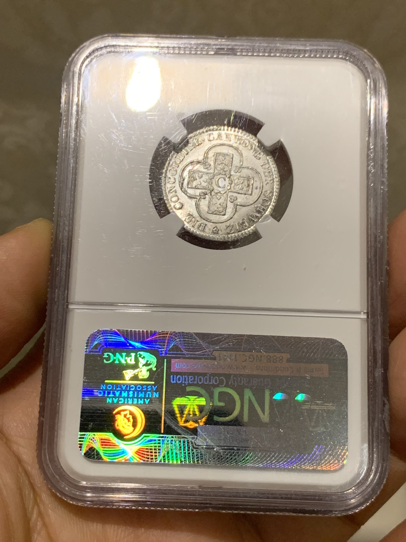 《竞宝斋》第235场-周日，周一，周二，周三 疯狂4连拍 (全场包邮) NGC-MS67 1826年瑞士伯尔尼2.5巴增 顶级高分，历经近200年依然银光闪闪，正面伯尔尼盾徽的小熊很可爱