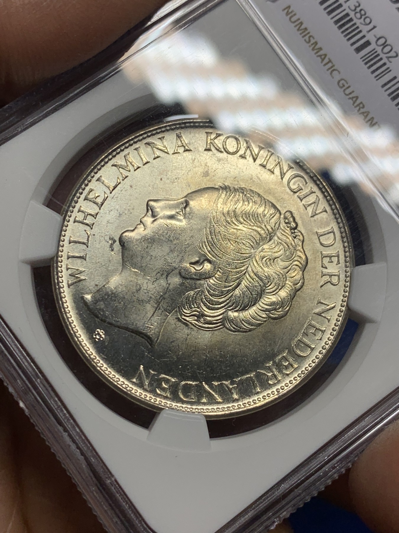 《竞宝斋》第235场-周日，周一，周二，周三 疯狂4连拍 (全场包邮) NGC MS62 原光荷属库拉索1944年威廉明娜2.5盾大银币