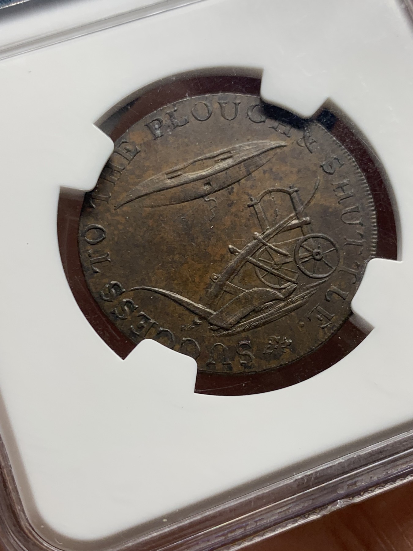 《竞宝斋》第235场-周日，周一，周二，周三 疯狂4连拍 (全场包邮) NGC-MS63 英国1794年诺福克郡1/2便士token 巧克力色包浆