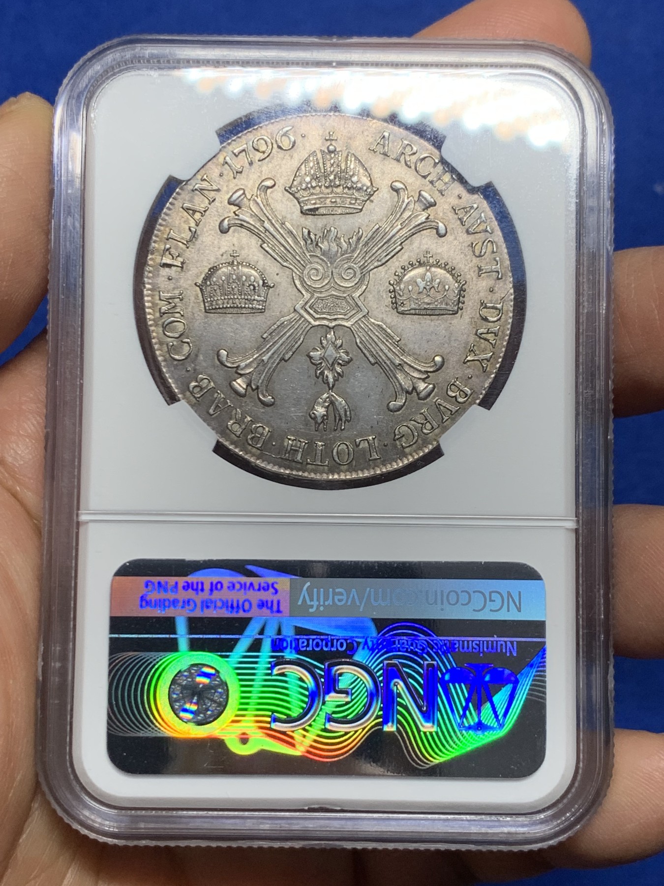 《竞宝斋》第235场-周日，周一，周二，周三 疯狂4连拍 (全场包邮) NGC MS62 神圣罗马帝国1796末代皇帝弗朗茨二世尼德兰大泰勒。A厂维也纳铸造，打制的非常好的一颗。包浆光泽一流，62分中的佼佼者。63的前几天美国拍了1.1w多人民币