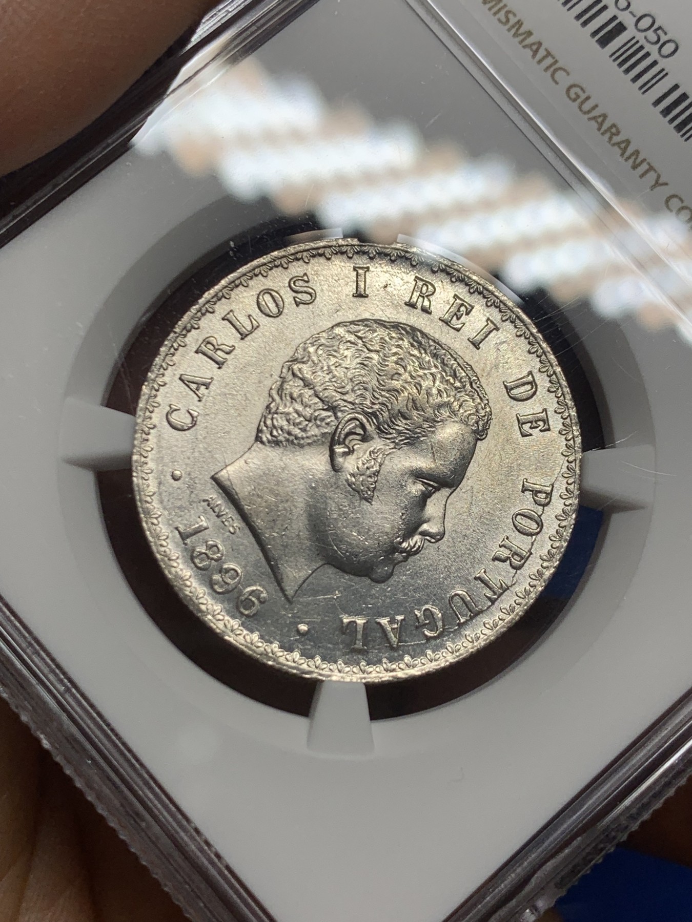 《竞宝斋》第235场-周日，周一，周二，周三 疯狂4连拍 (全场包邮) NGC MS62 葡萄牙1896年卡洛斯一世500瑞斯银币