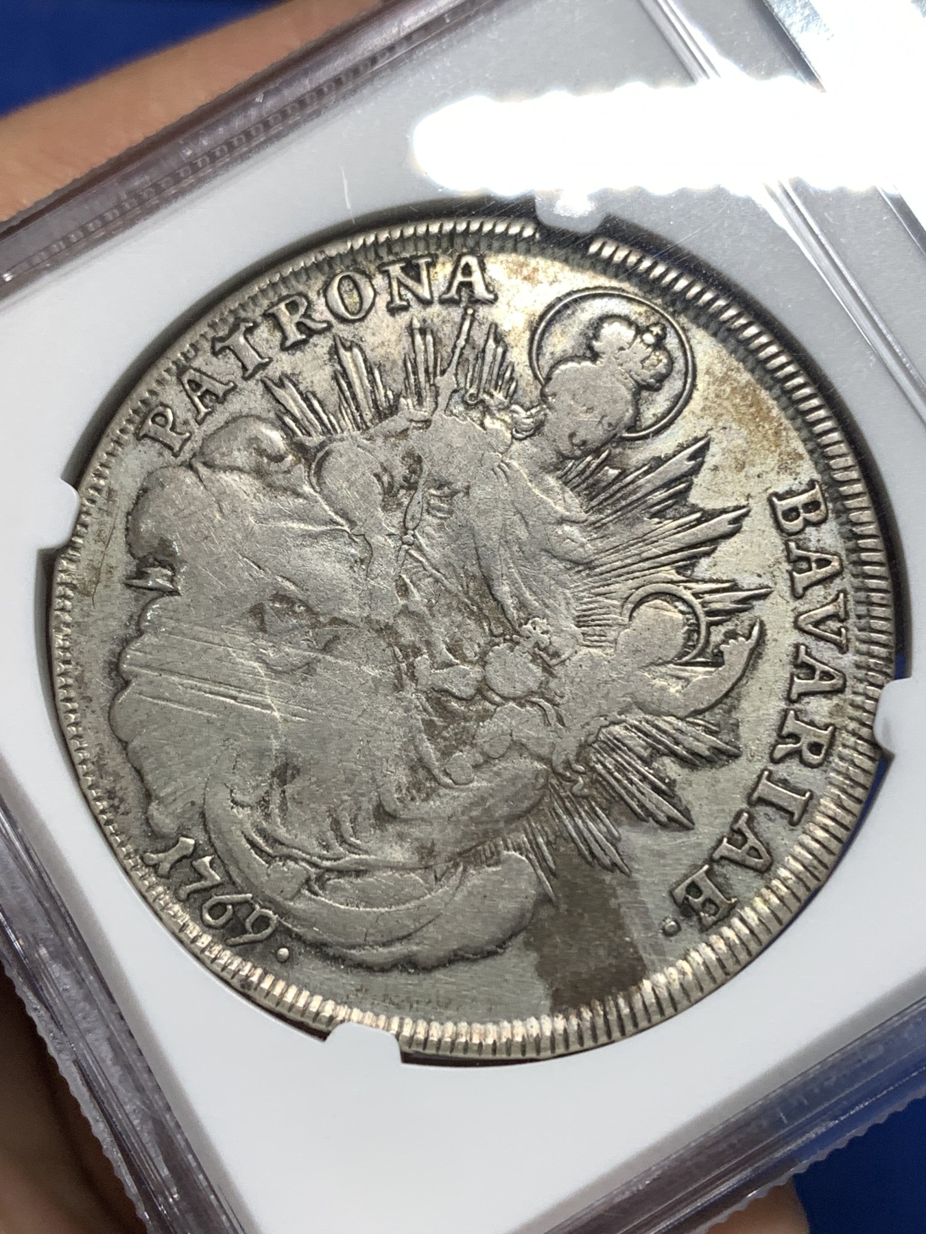 《竞宝斋》第235场-周日，周一，周二，周三 疯狂4连拍 (全场包邮) NGC-VF35，德国1769年巴伐利亚圣母抱婴泰勒银币，更高分只有6枚