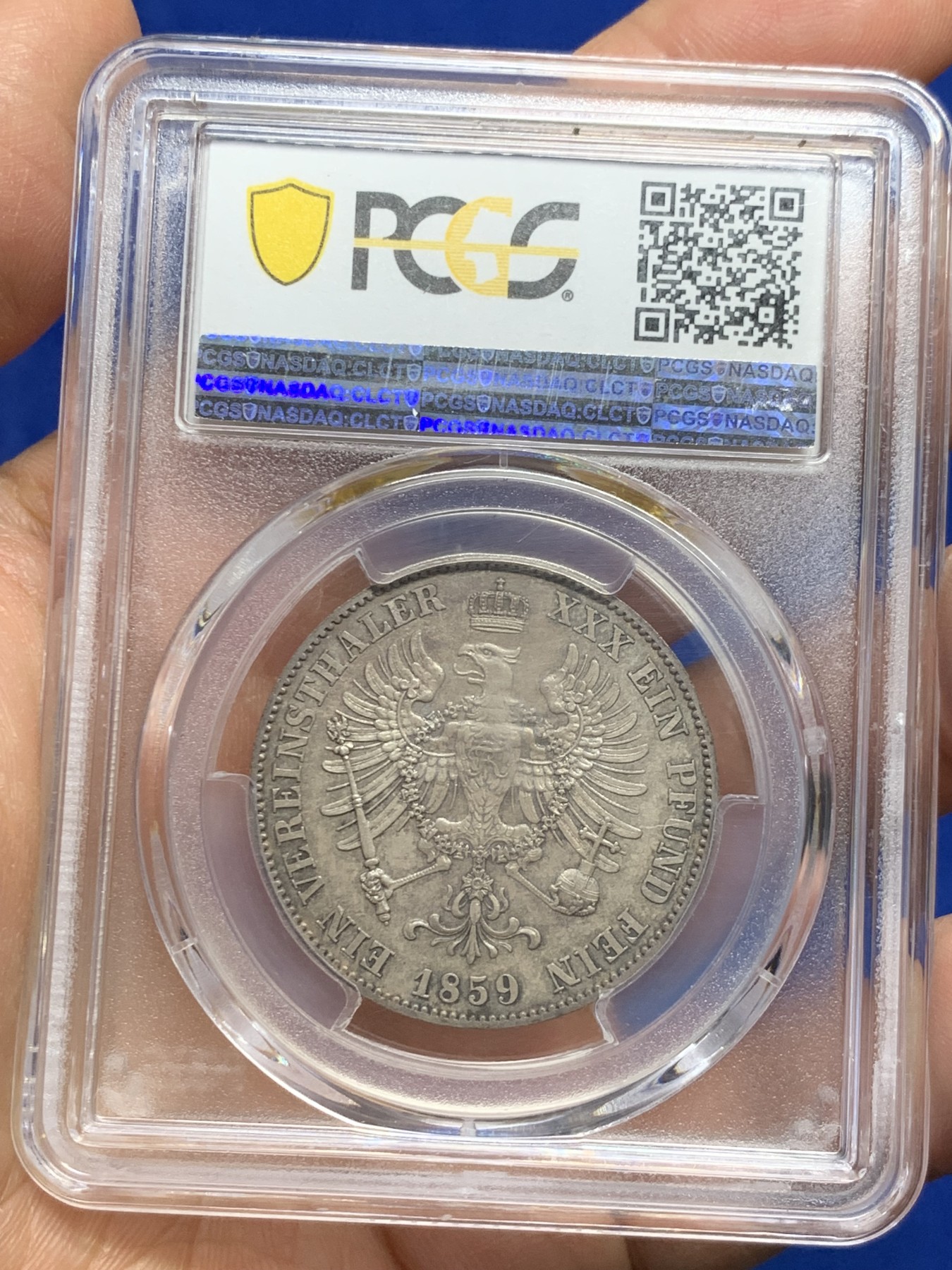 《竞宝斋》第235场-周日，周一，周二，周三 疯狂4连拍 (全场包邮) PCGS-MS65  德国 1859年 1泰勒 洋葱头泰勒 银币