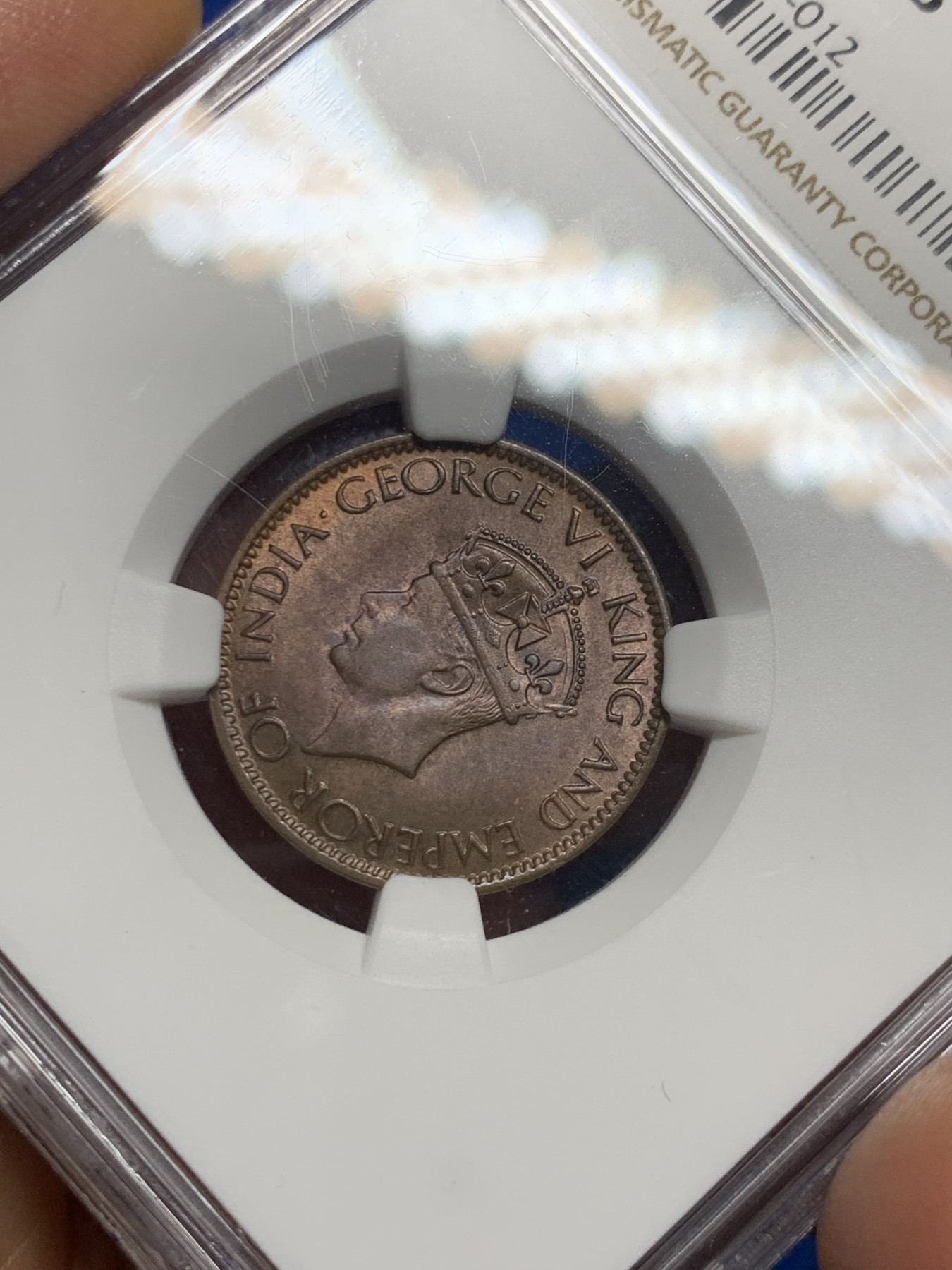 《竞宝斋》第235场-周日，周一，周二，周三 疯狂4连拍 (全场包邮) NGC  MS65RB 1945年英属锡兰1分铜币  亚军分，更高分还有一枚66