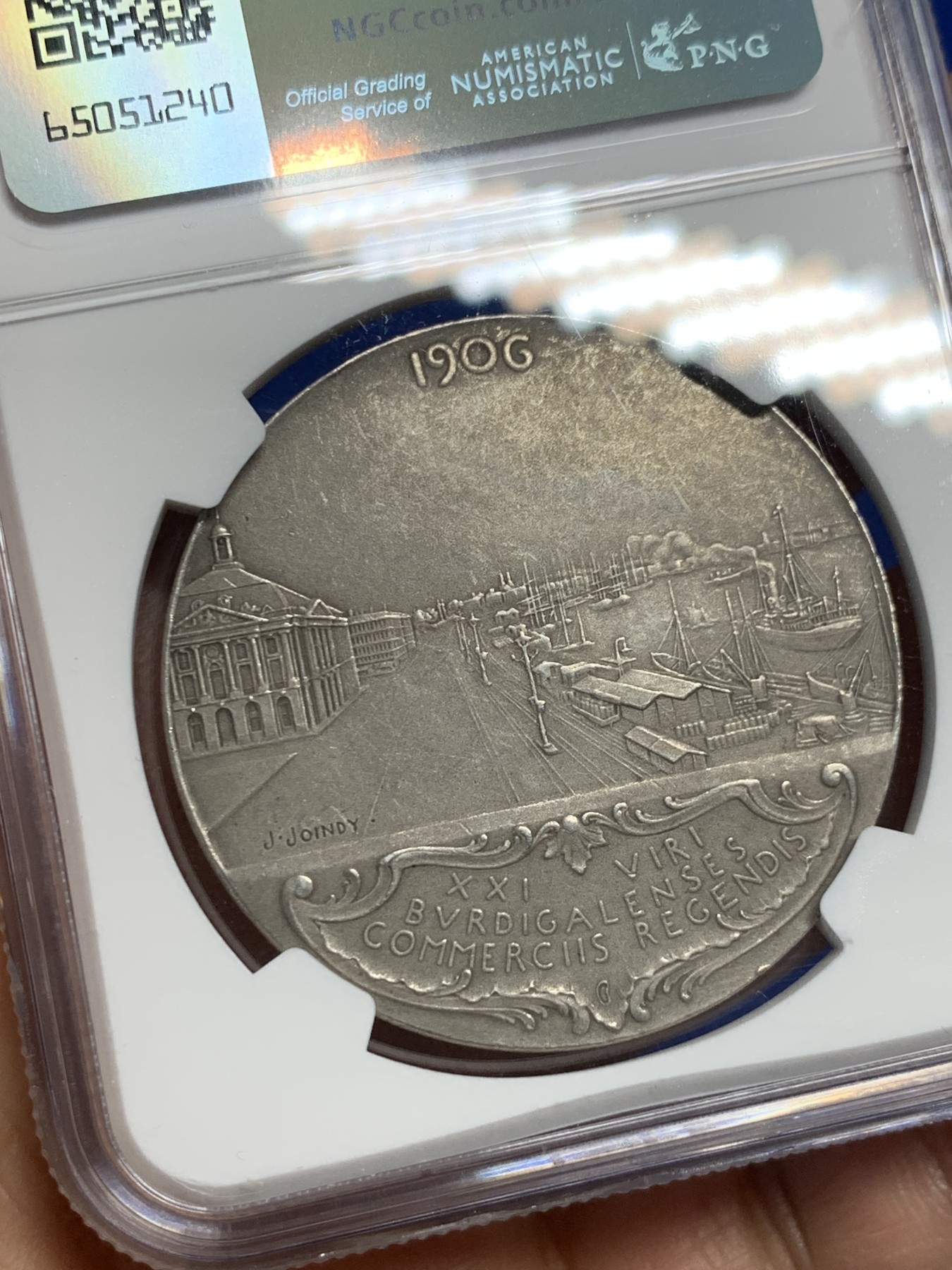 《竞宝斋》第237场- 周日，周一，周二，周日 疯狂4连拍 (全场包邮) NGC-MS63 法国银质代币，波尔多商会