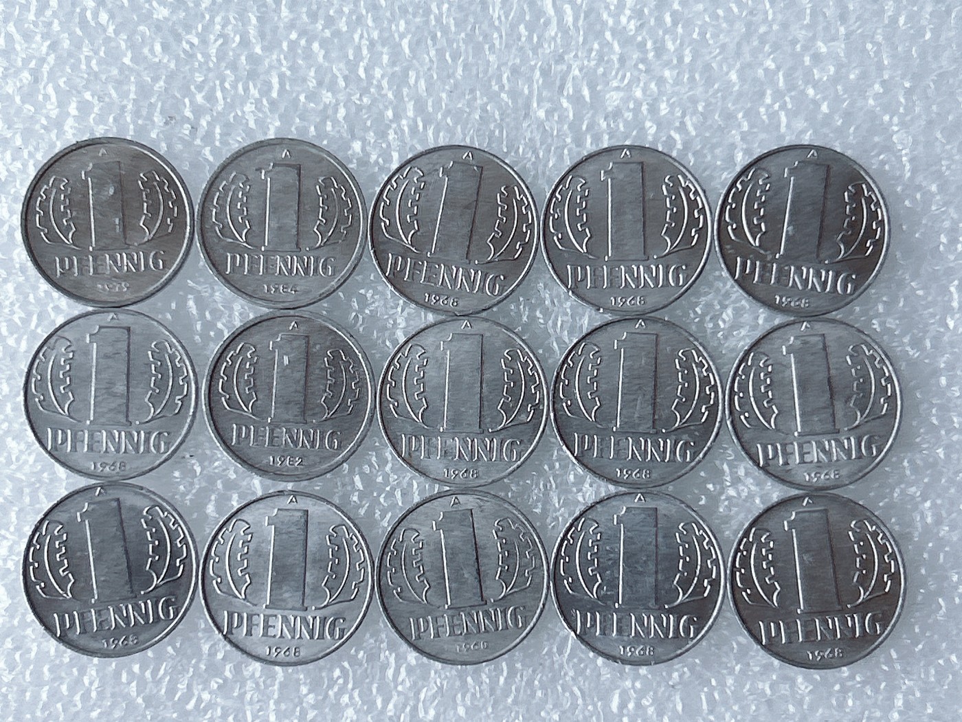 第一海外回流一元起拍收藏 散币场 第59期 民主德国1芬尼铝币 15枚