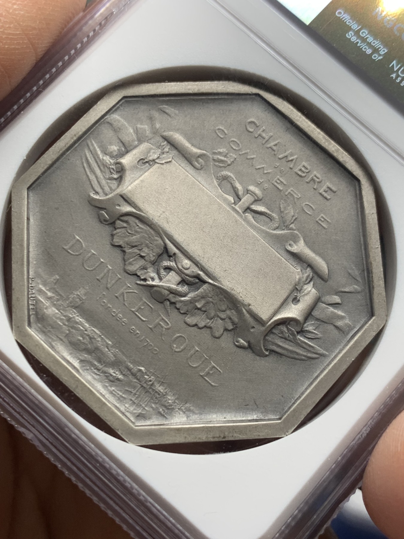 《竞宝斋》第237场- 周日，周一，周二，周日 疯狂4连拍 (全场包邮) NGC-MS63 法国八角银章，敦刻尔克商会，42mm大规格