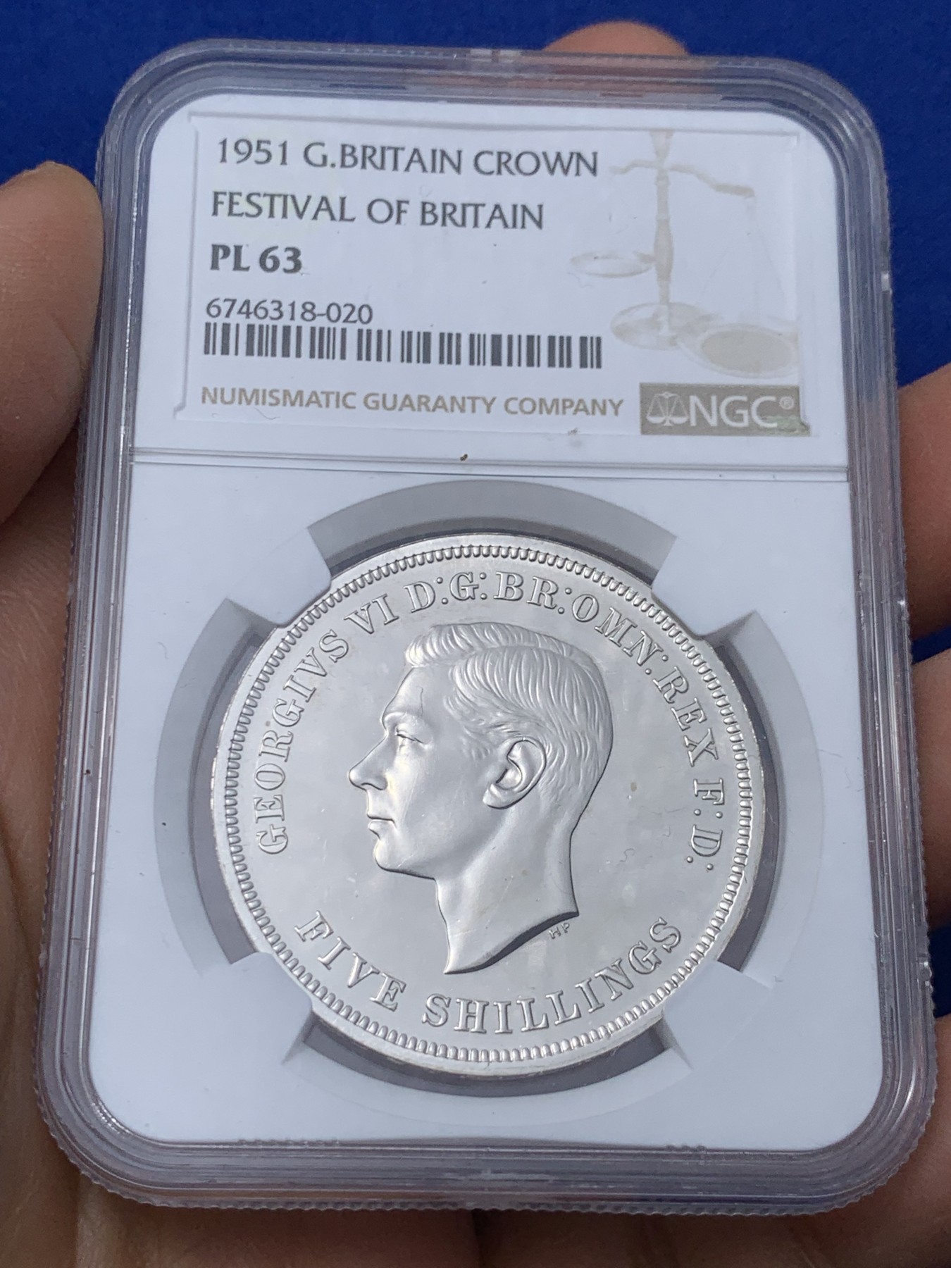 《竞宝斋》第235场-周日，周一，周二，周三 疯狂4连拍 (全场包邮) NGC PL63 英国1951年乔治六世克朗 最后的镍马剑