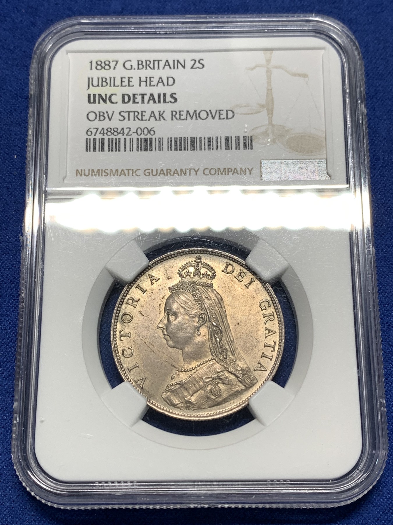 《竞宝斋》第235场-周日，周一，周二，周三 疯狂4连拍 (全场包邮) NGC UNC 英国1887维多利亚女王高冠一弗洛林 带原味 包浆 好品相 非常漂亮