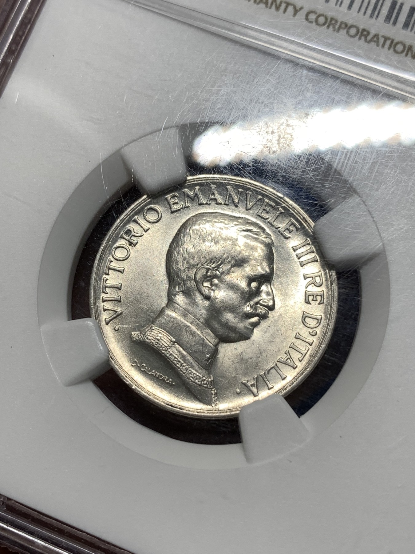 《竞宝斋》第235场-周日，周一，周二，周三 疯狂4连拍 (全场包邮) NGC-MS62 意大利 1917年 马车1里拉银币 带转光有点低评了